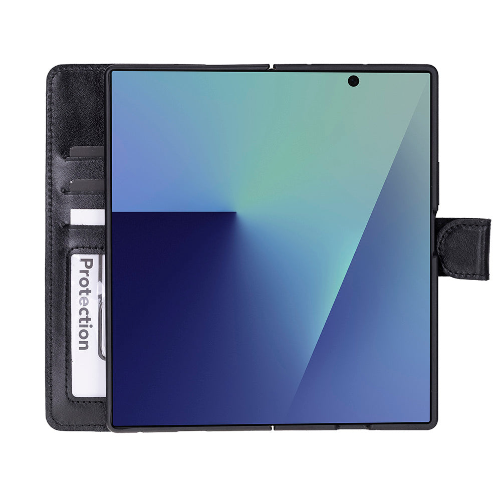 Aurelio Siena Onyx Black Samsung Galaxy Z Fold7 Cüzdan Kılıf
