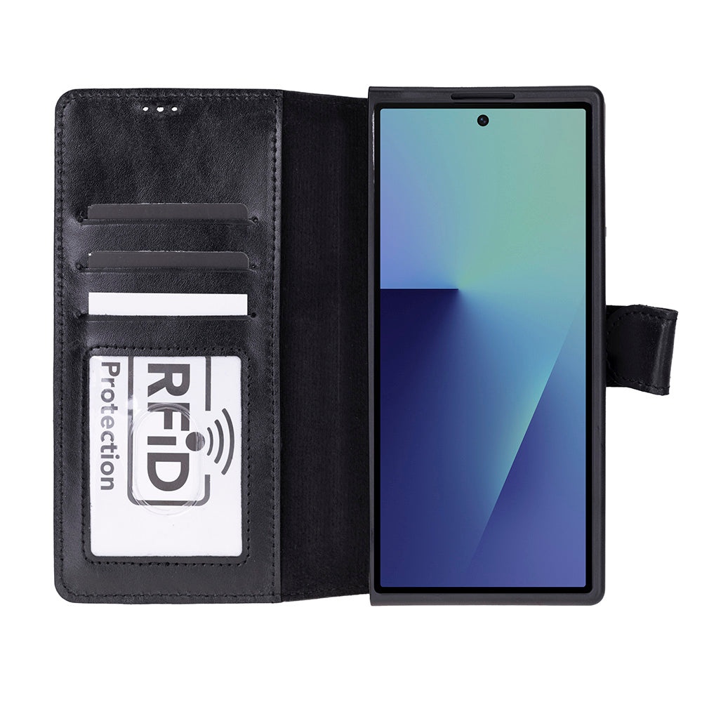 Aurelio Siena Onyx Black Samsung Galaxy Z Fold7 Cüzdan Kılıf