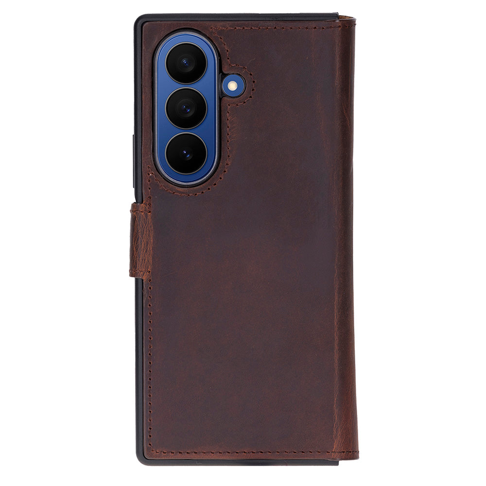 Aurelio Siena Saddle Brown Samsung Galaxy Z Fold7 Cüzdan Kılıf