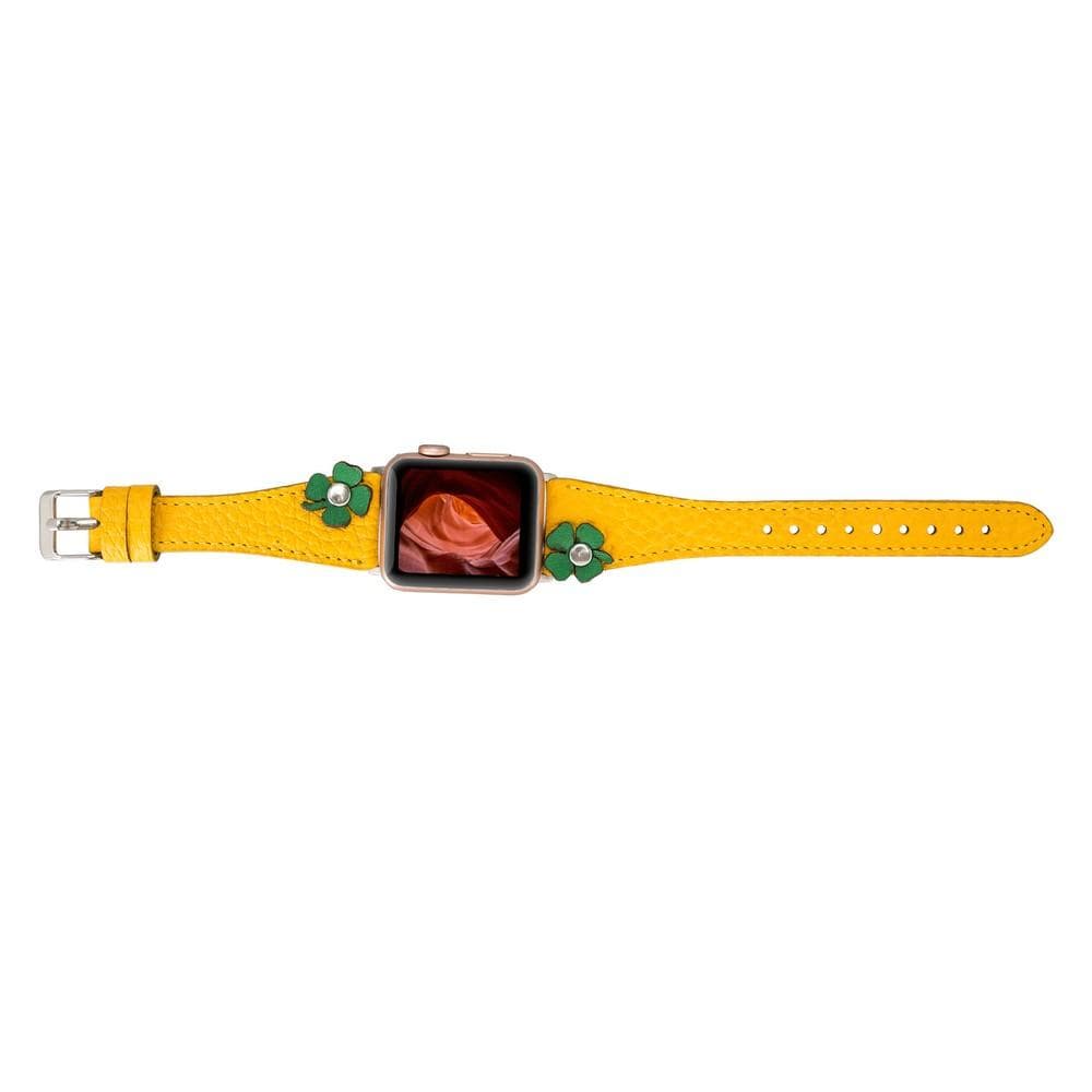 Bloominbag-Bloom Band Clover Deri Güneş Sarısı Apple Watch Kordon 40/41/42mm-5-Milagron.com
