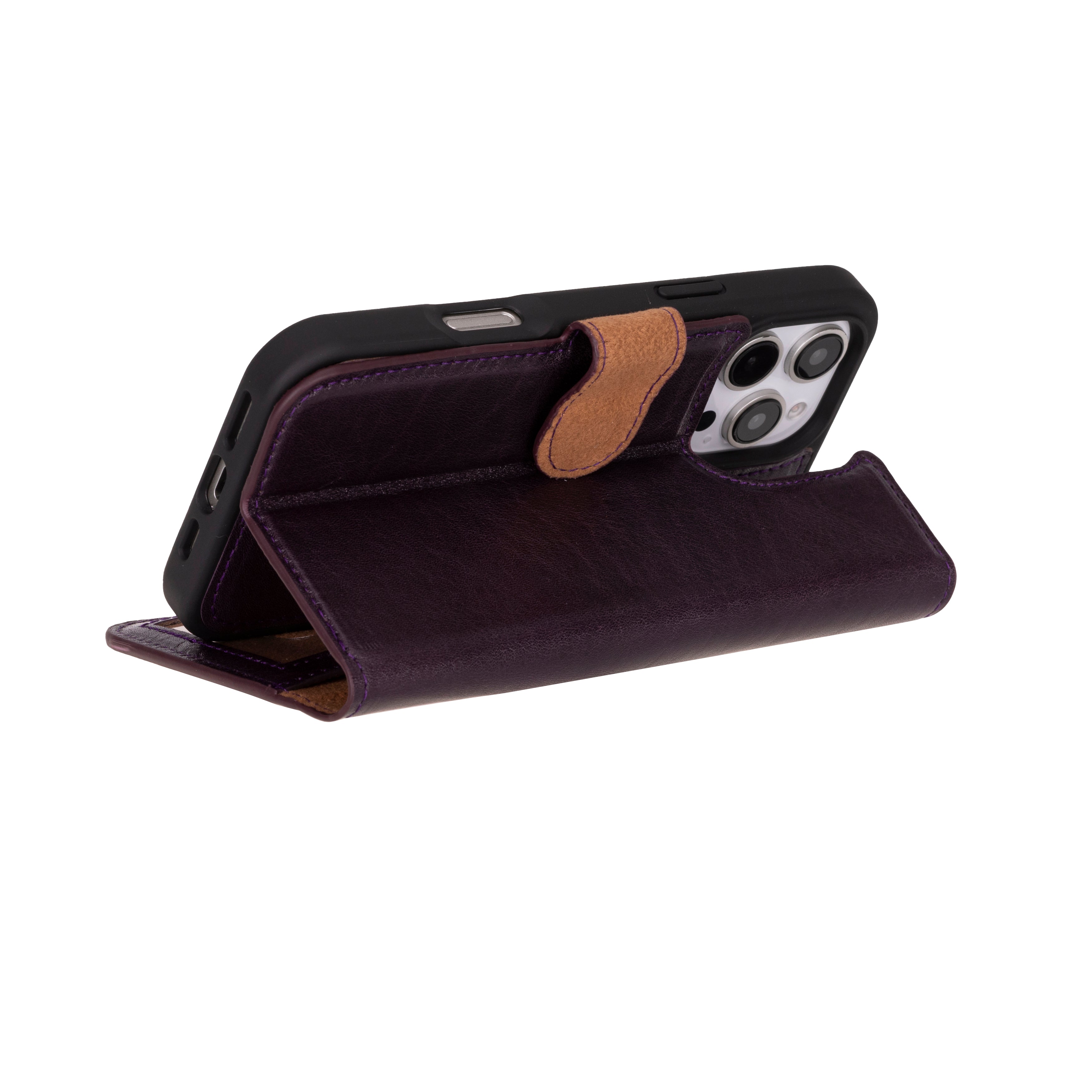 Bloominbag-Bloom Case Apple I Phone 16 Pro Max – Burgundy Hakiki Deri Cüzdanlı Telefon Kılıfı-5-Milagron.com