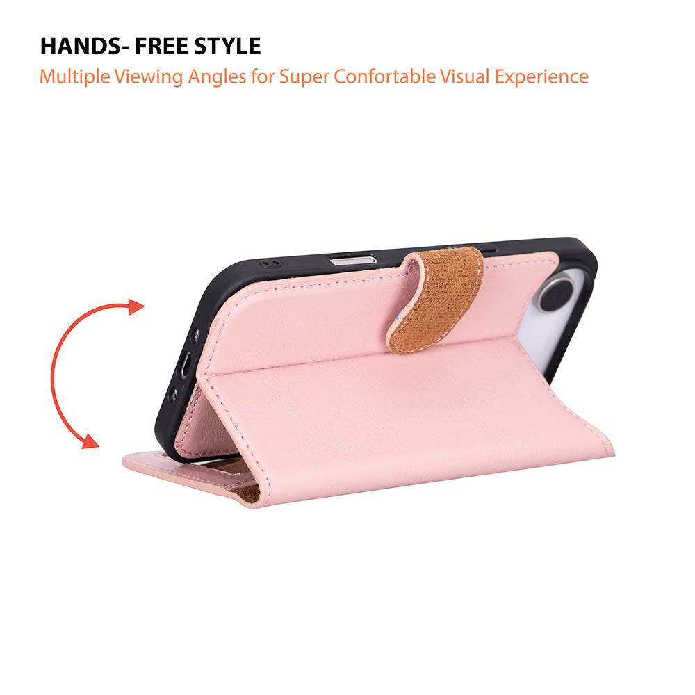 Bloominbag-Bloom Case Magic Wallet Blush Hakiki Deri I Phone 17 Air(6.5") Cüzdanlı Telefon Kılıfı-4-Milagron.com