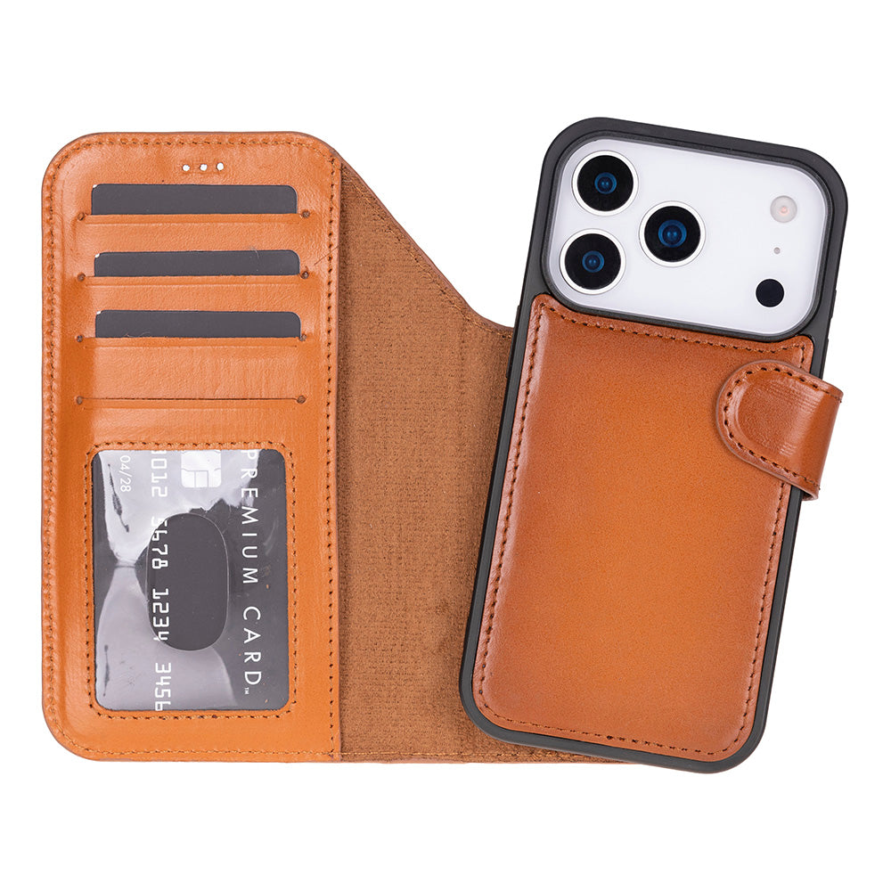 Bloominbag-Bloom Case Magic Wallet Urban Tan Apple I Phone 17 Pro (6.3") Hakiki Deri çıkarılabilir Cüzdanlı Telefon Kılıfı-1-Milagron.com