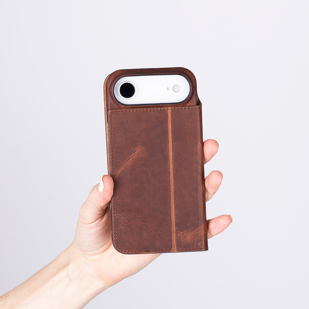 Bloominbag-Bloom Case Sonat Mahogany Saddle Hakiki Deri I Phone 17 Air(6.5")Folio Kılıfı-3-Milagron.com