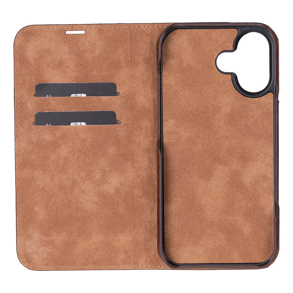 Bloominbag-Bloom Case Sonat Mahogany Saddle Hakiki Deri I Phone 17(6.3") Folio Kılıfı-5-Milagron.com
