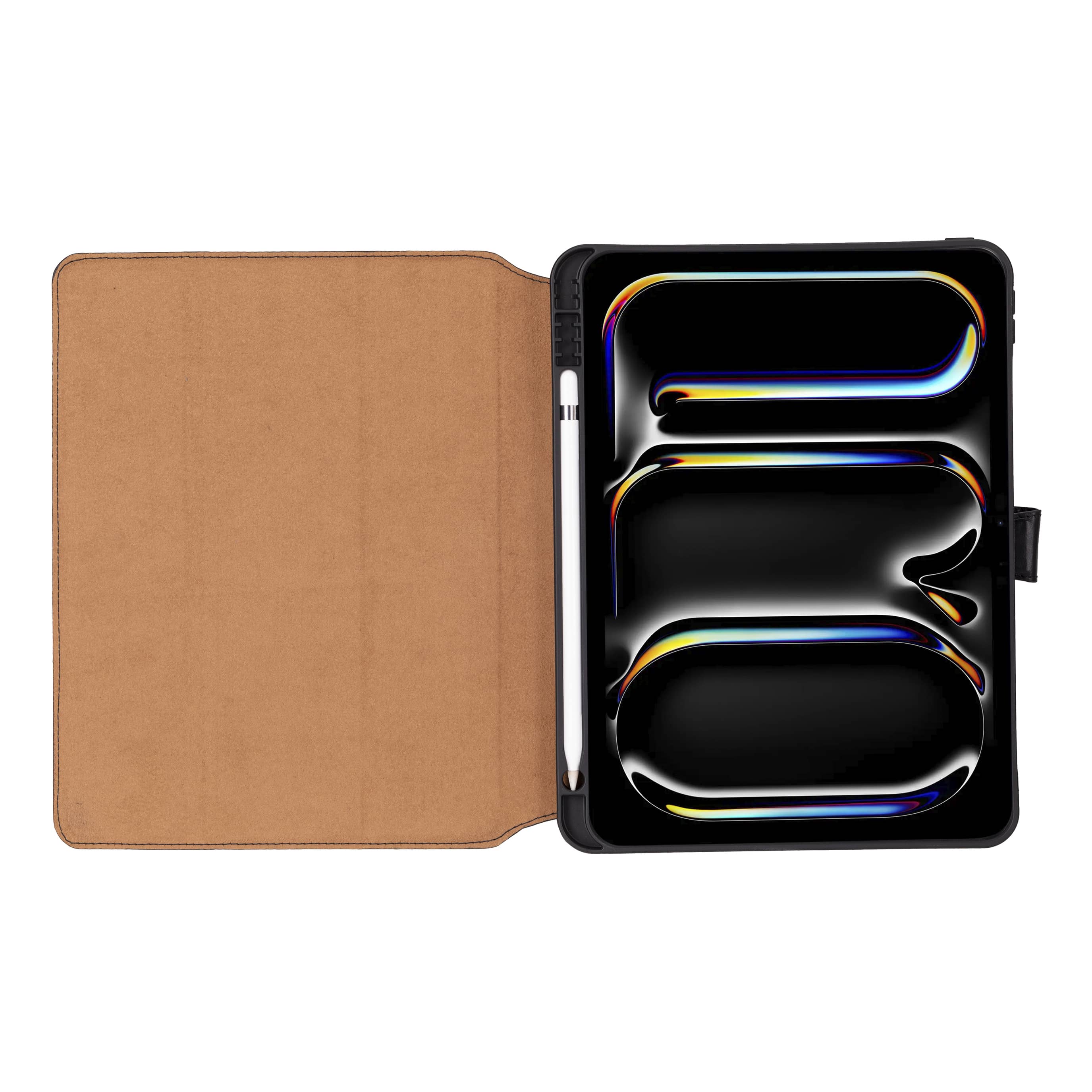 Bloominbag-Bloom Case Trigon Obsidian Black Apple I Pad Pro 13" (2024) Hakiki Deri Kılıf-5-Milagron.com
