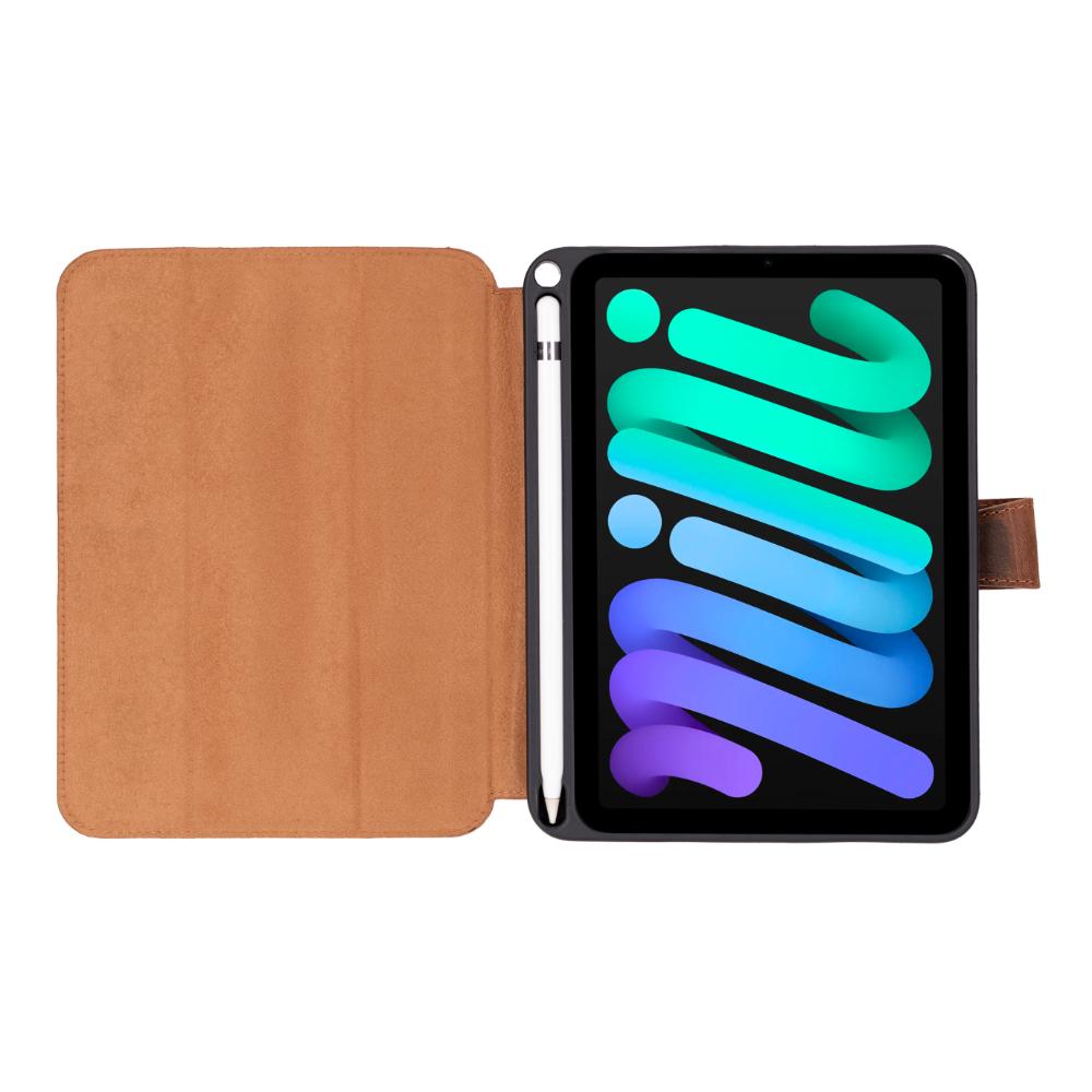 Bloominbag-Bloom Case Trigon Saddle Brown Apple I Pad Mini (2024) Hakiki Deri Kılıf-5-Milagron.com