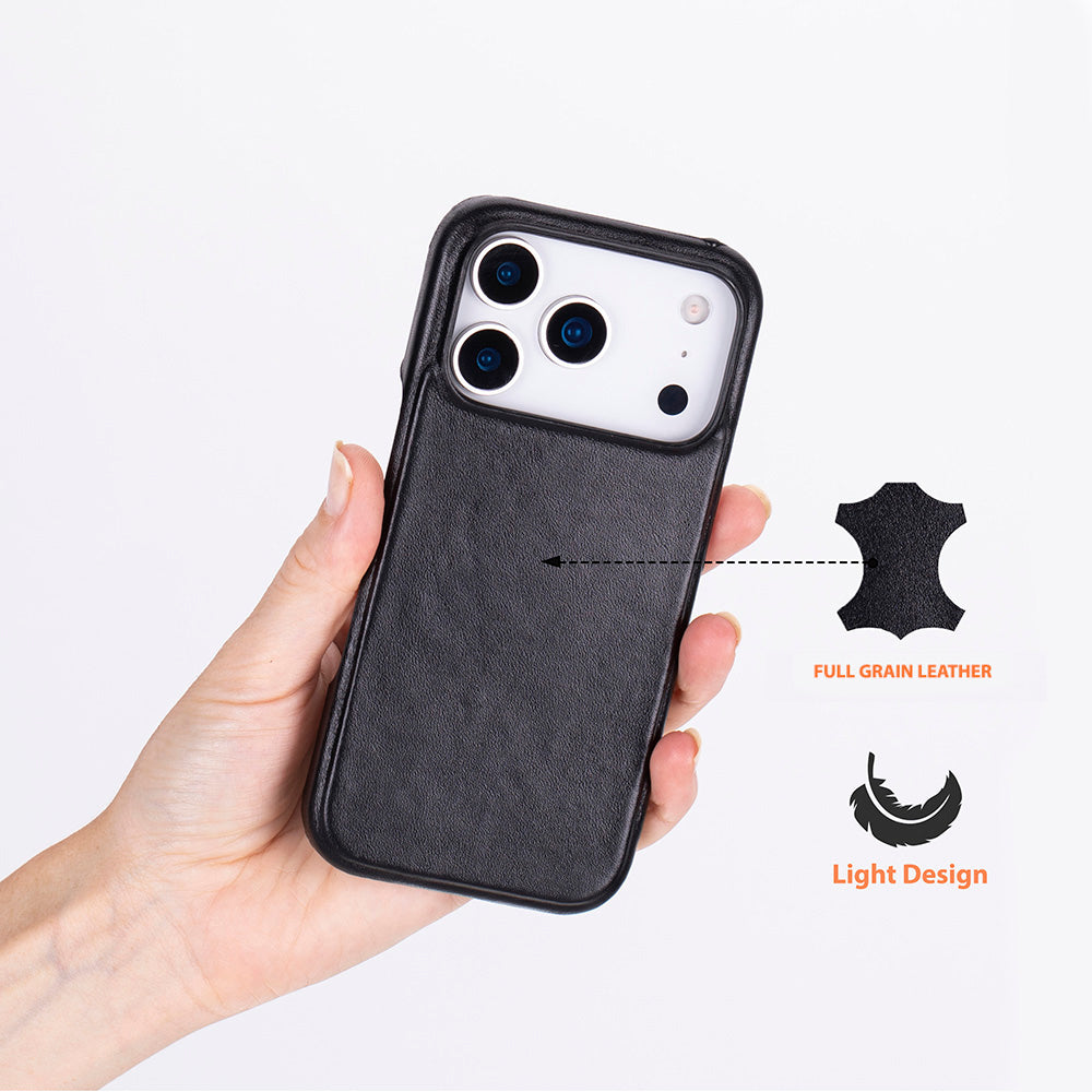 Bloominbag-Bloom Case Ultimate Jacket Obsidian Black – Apple I Phone 17 Pro (6.3") Hakiki Deri Kılıf-2-Milagron.com