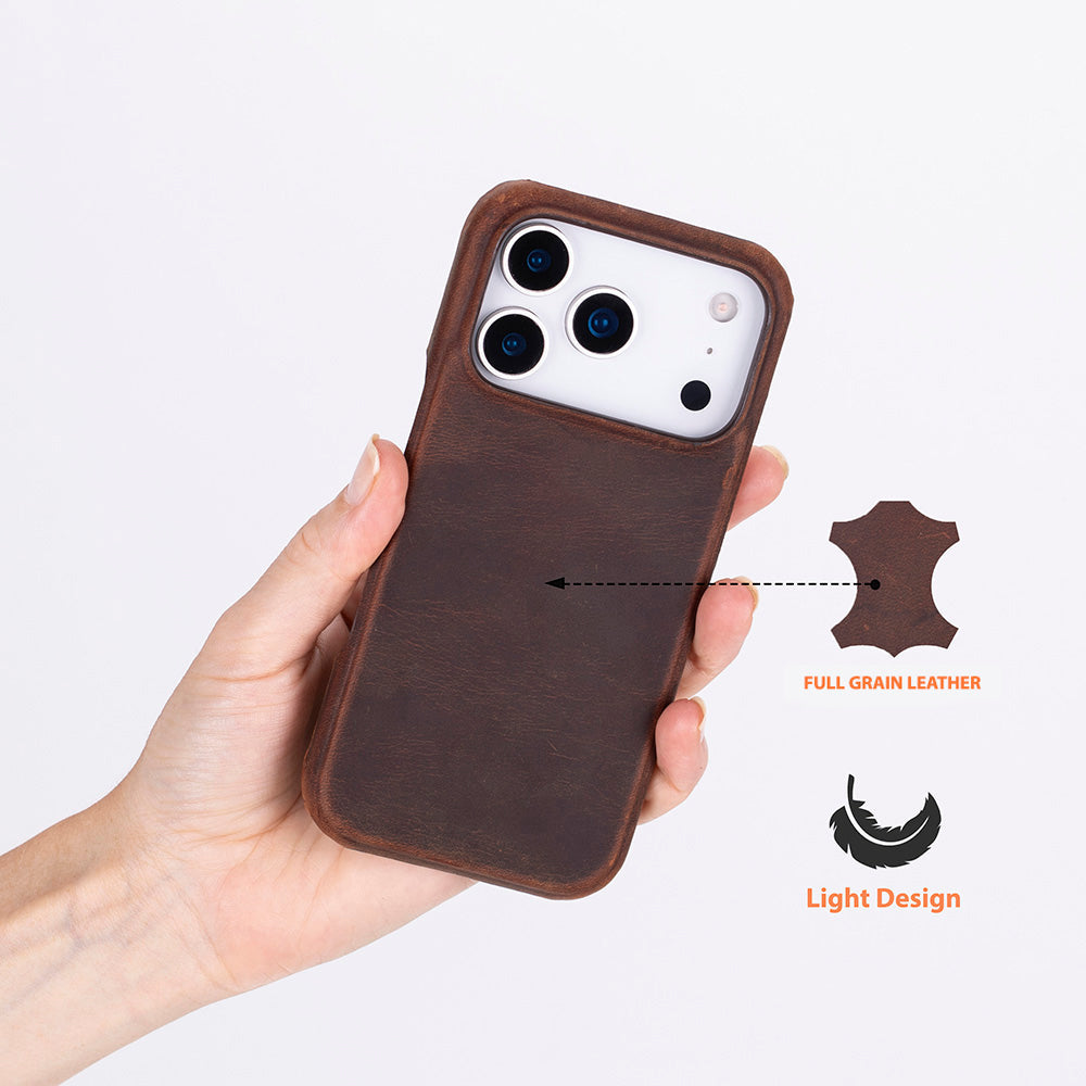 Bloominbag-Bloom Case Ultimate Jacket Saddle Brown Apple I Phone 17 Pro (6.3") Hakiki Deri Kılıf-2-Milagron.com