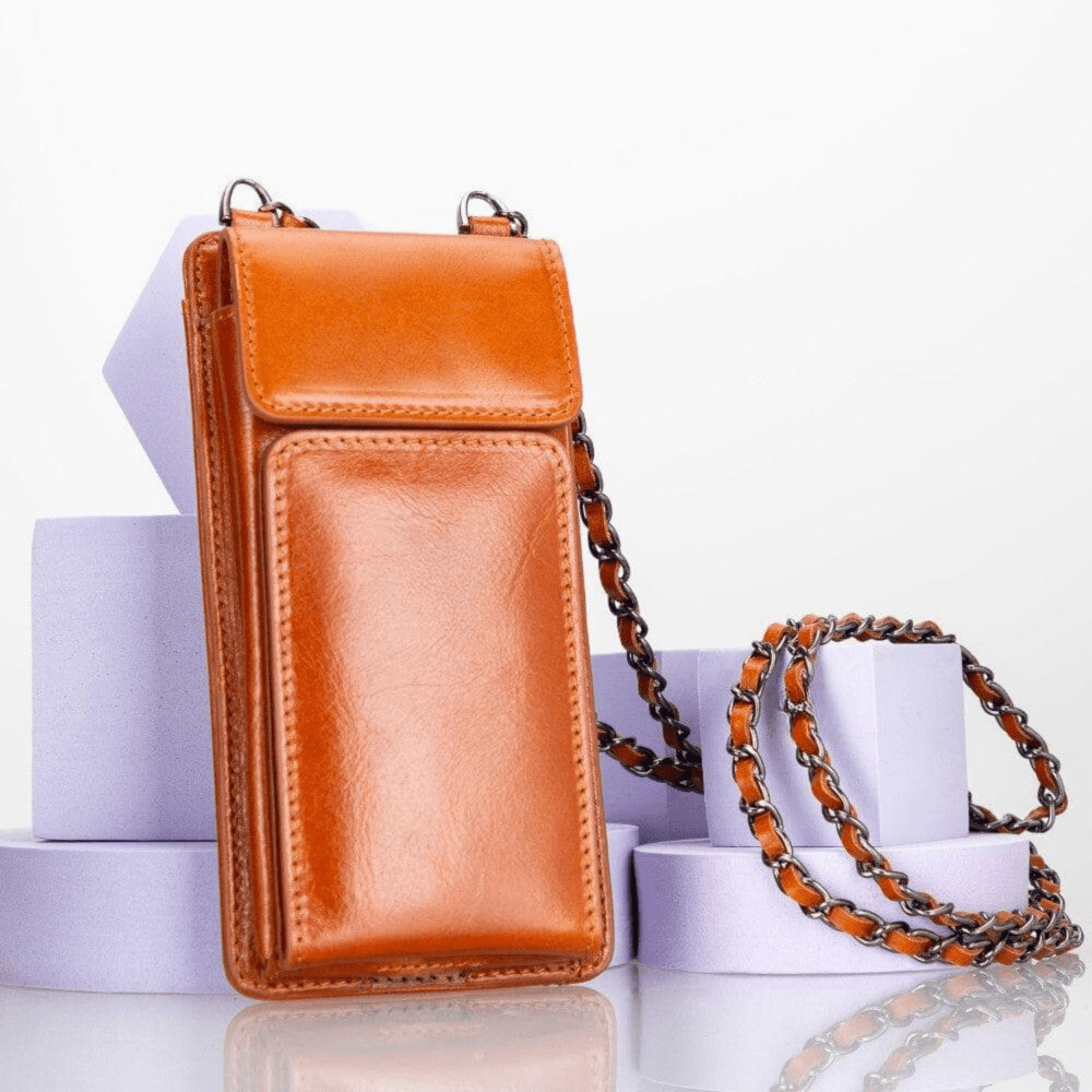 Bloominbag-Bloom Cross Cognac Tan Hakiki Deri Cüzdan & Telefon çantası-3-Milagron.com