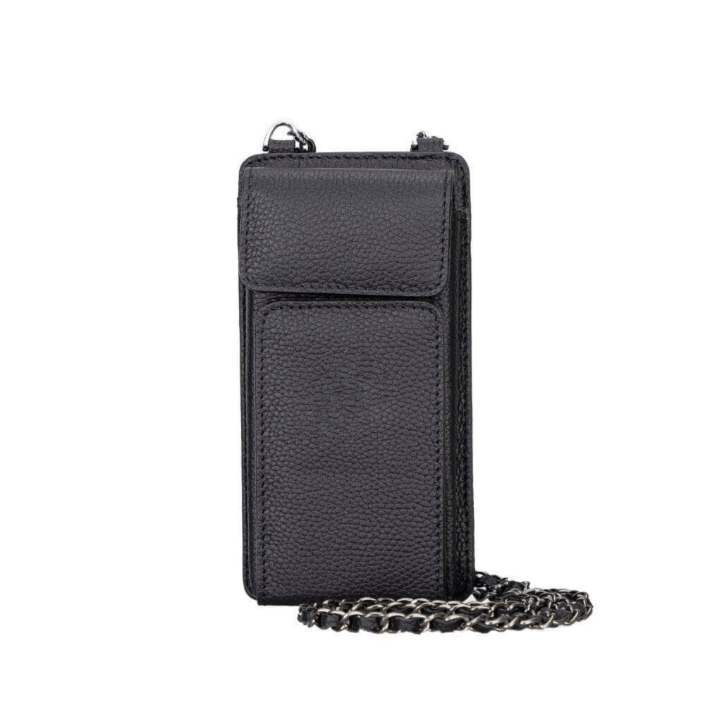 Bloominbag-Bloom Cross Obsidian Black Hakiki Deri Cüzdan & Telefon çantası-1-Milagron.com