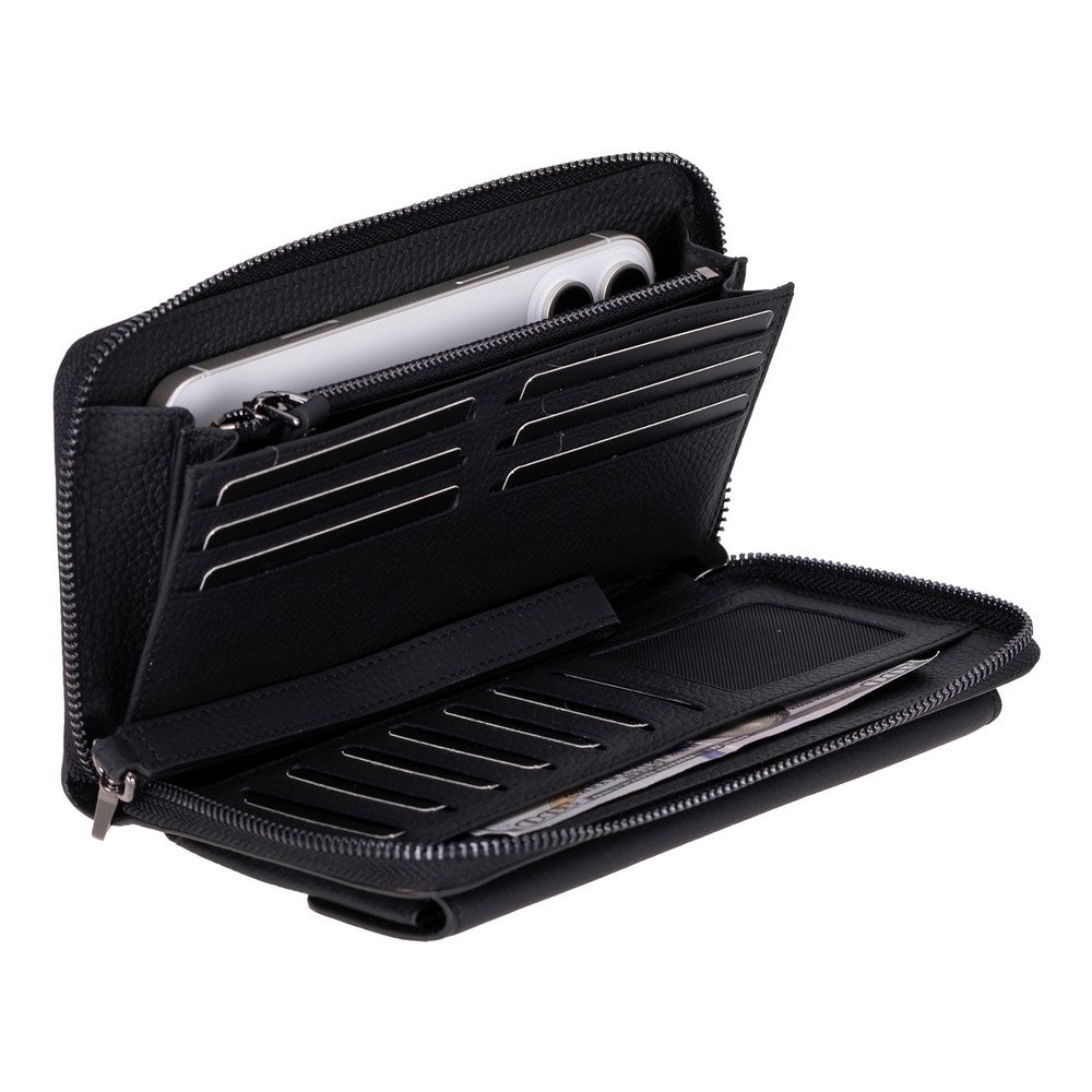 Bloominbag-Bloom Porter Shadow Black Hakiki Deri Telefon Bölmeli Cüzdan-2-Milagron.com