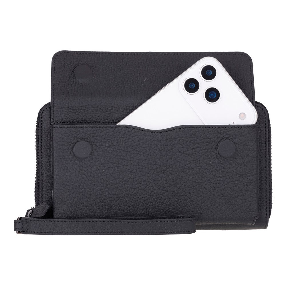 Bloominbag-Bloom Porter Shadow Black Hakiki Deri Telefon Bölmeli Cüzdan-4-Milagron.com