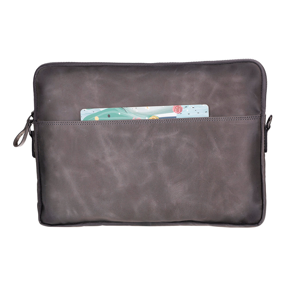 Bloominbag-Bloom Sleeve Leeds 14" Ash Gray Hakiki Deri Laptop & Tablet Kılıfı-3-Milagron.com