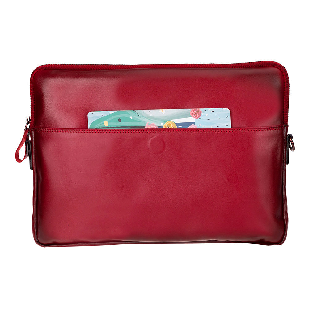 Bloominbag-Bloom Sleeve Leeds 14" Crimson Red Hakiki Deri Laptop & Tablet Kılıfı-4-Milagron.com