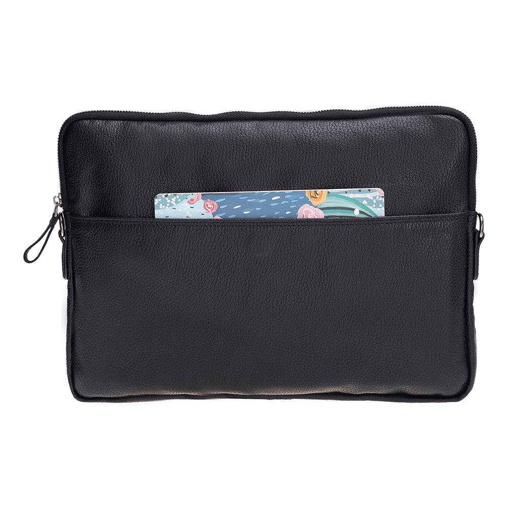 Bloominbag-Bloom Sleeve Leeds 14" Obsidian Black Hakiki Deri Laptop & Tablet Kılıfı-3-Milagron.com