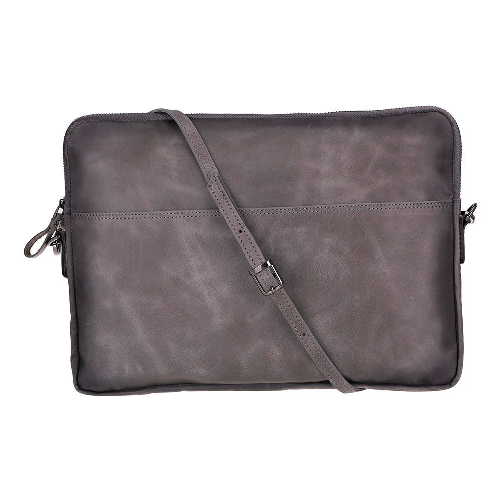 Bloominbag-Bloom Sleeve Leeds 16" Ash Gray Hakiki Deri Laptop & Tablet Kılıfı-1-Milagron.com