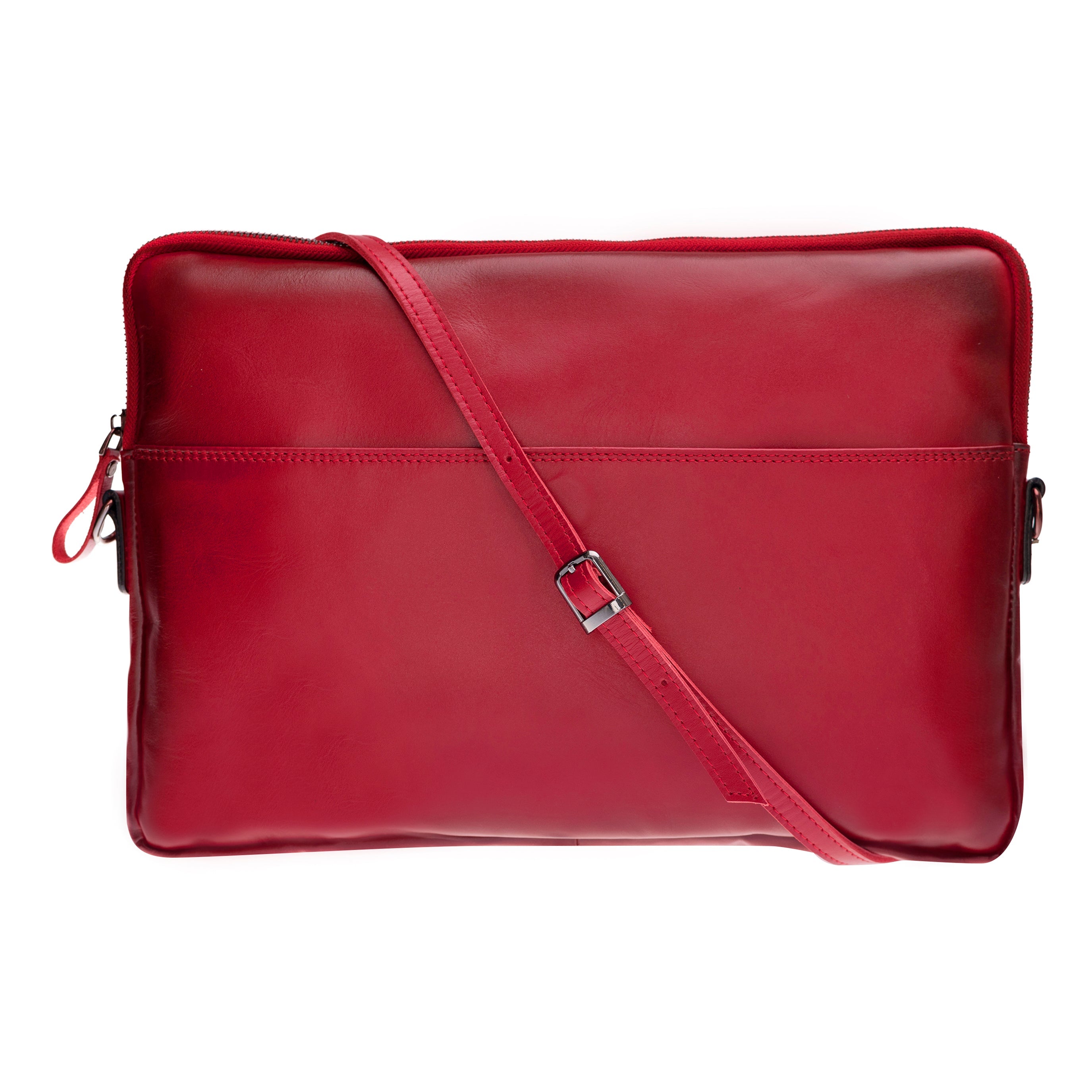 Bloominbag-Bloom Sleeve Leeds 16" Crimson Red Hakiki Deri Laptop & Tablet Kılıfı-1-Milagron.com