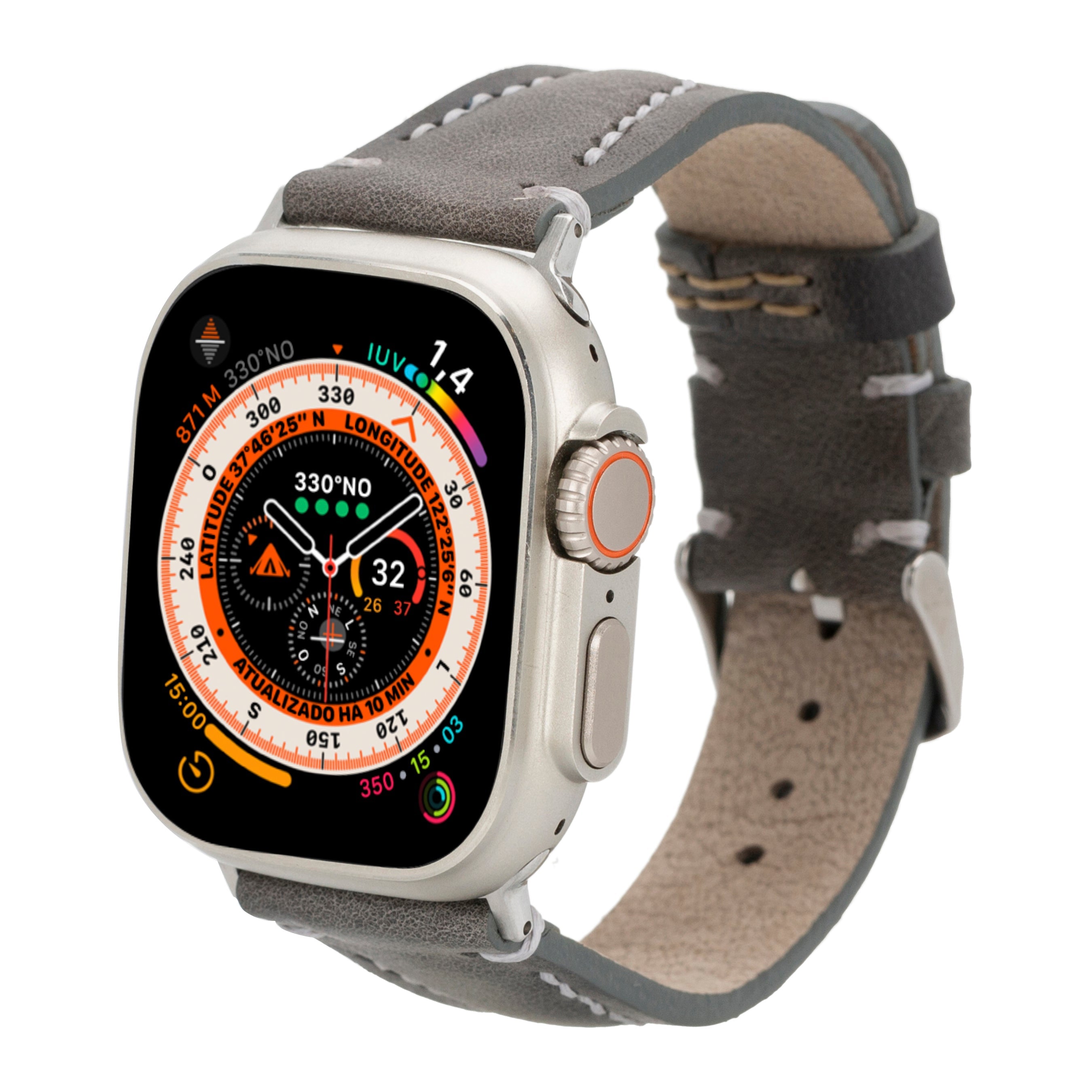 Bloominbag-Bloom Strap Avilla Ash Gray Hakiki Deri Apple Watch Kayışı 44/45/46/49mm-1-Milagron.com