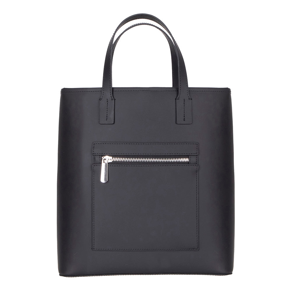 Bloominbag-Bloom Tote Valetto Noir Hakiki Deri Omuz çantası / Tote Bag-1-Milagron.com