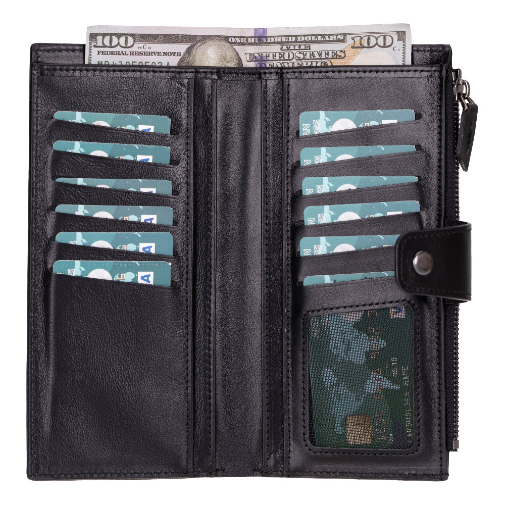 Bloominbag-Bloom Verve Marine Noir Hakiki Deri Telefon Bölmeli Cüzdan-4-Milagron.com