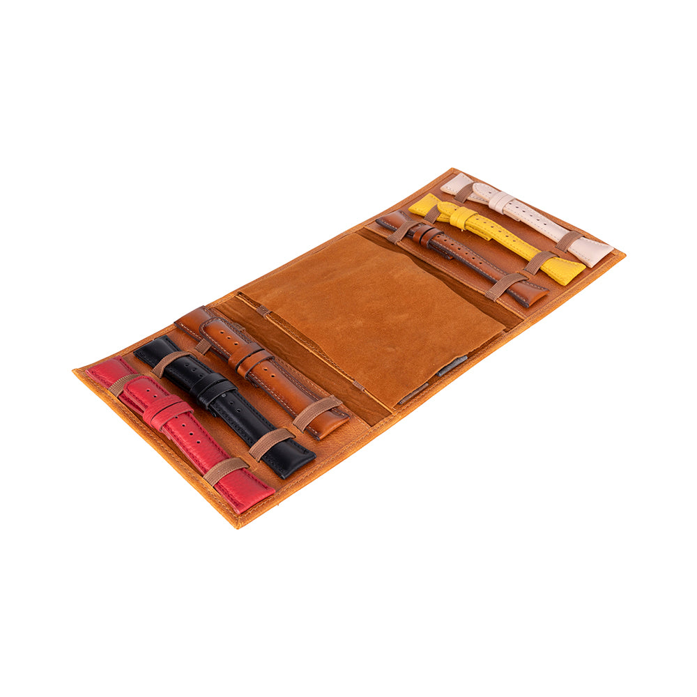 Bloomband Classic Tan Akıllı Saat Çantası - Triple Deri Saat Kordonu Organizer