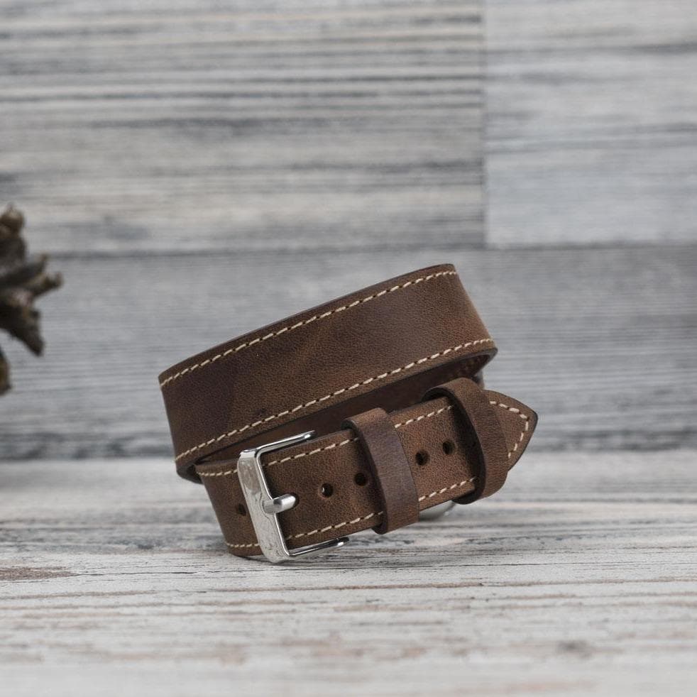 Bloomband Double Tour Saddle Brown Deri Apple Watch Kayışı - 44/45/46/49Mm