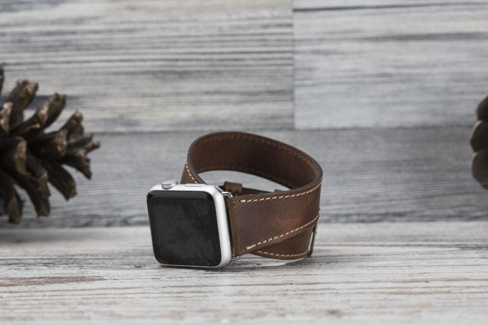 Bloomband Double Tour Saddle Brown Deri Apple Watch Kayışı - 44/45/46/49Mm