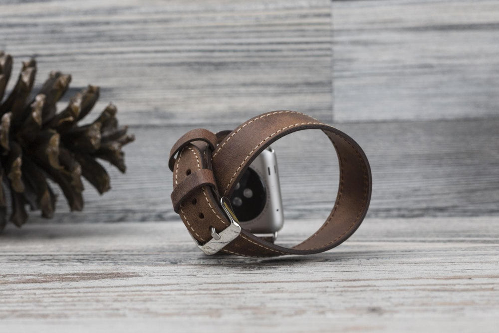 Bloomband Double Tour Saddle Brown Deri Apple Watch Kayışı - 44/45/46/49Mm