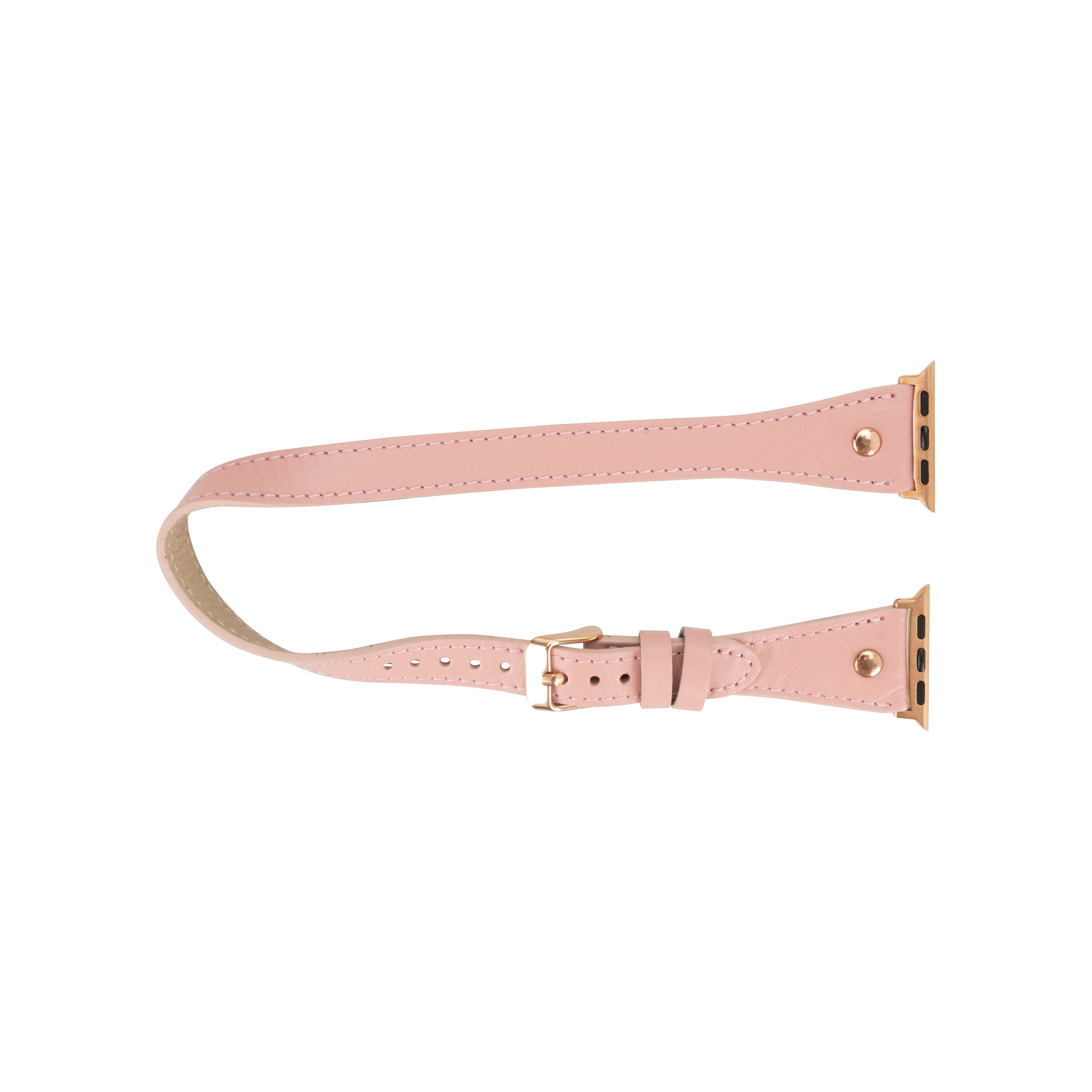 Bloomband Gold Tokalı Double Tour Nude Pink Deri Apple Watch Kayışı - 44/45/46/49Mm