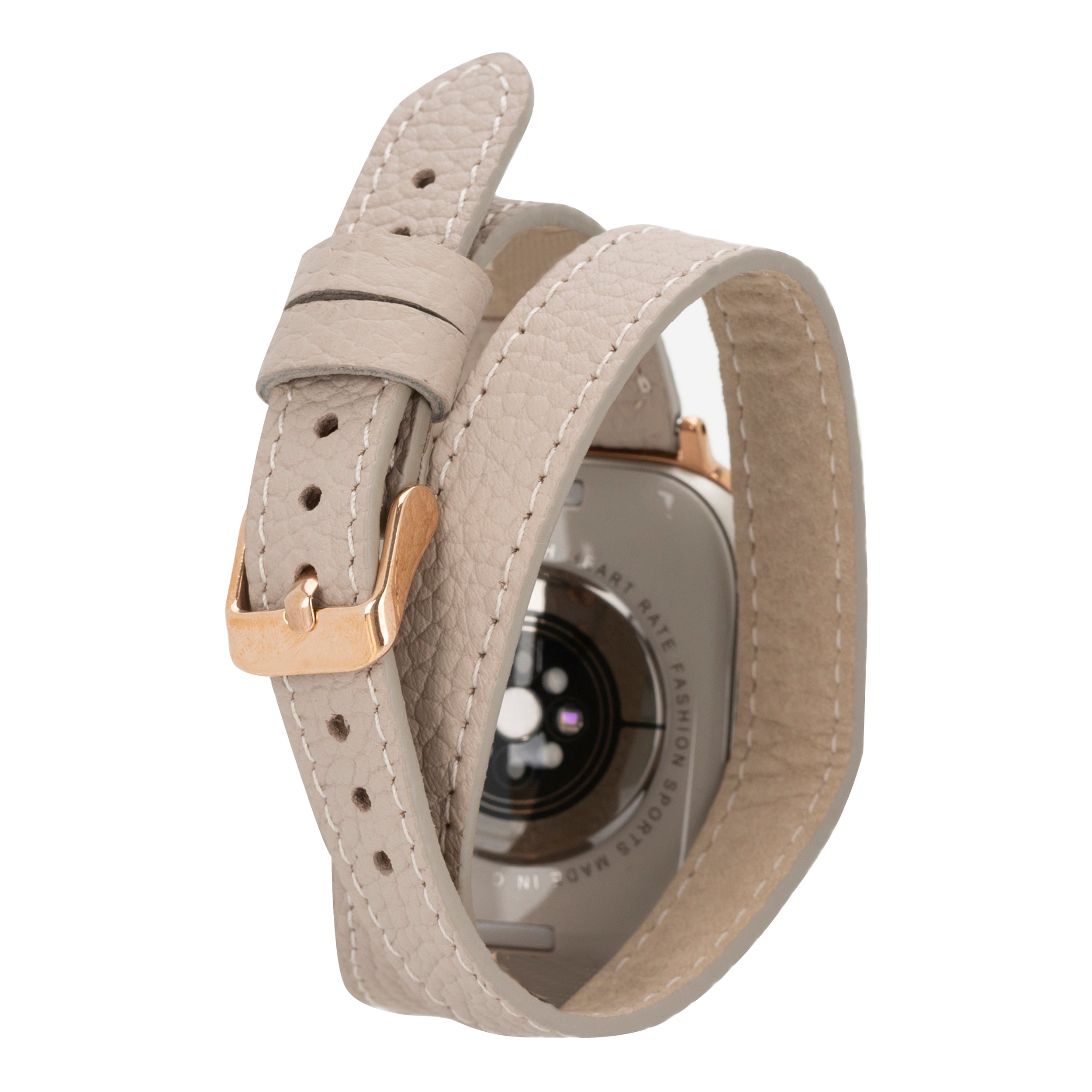 Bloomband Gold Tokalı Double Tour Sandy Brown Deri Apple Watch Kayışı - 44/45/46/49Mm