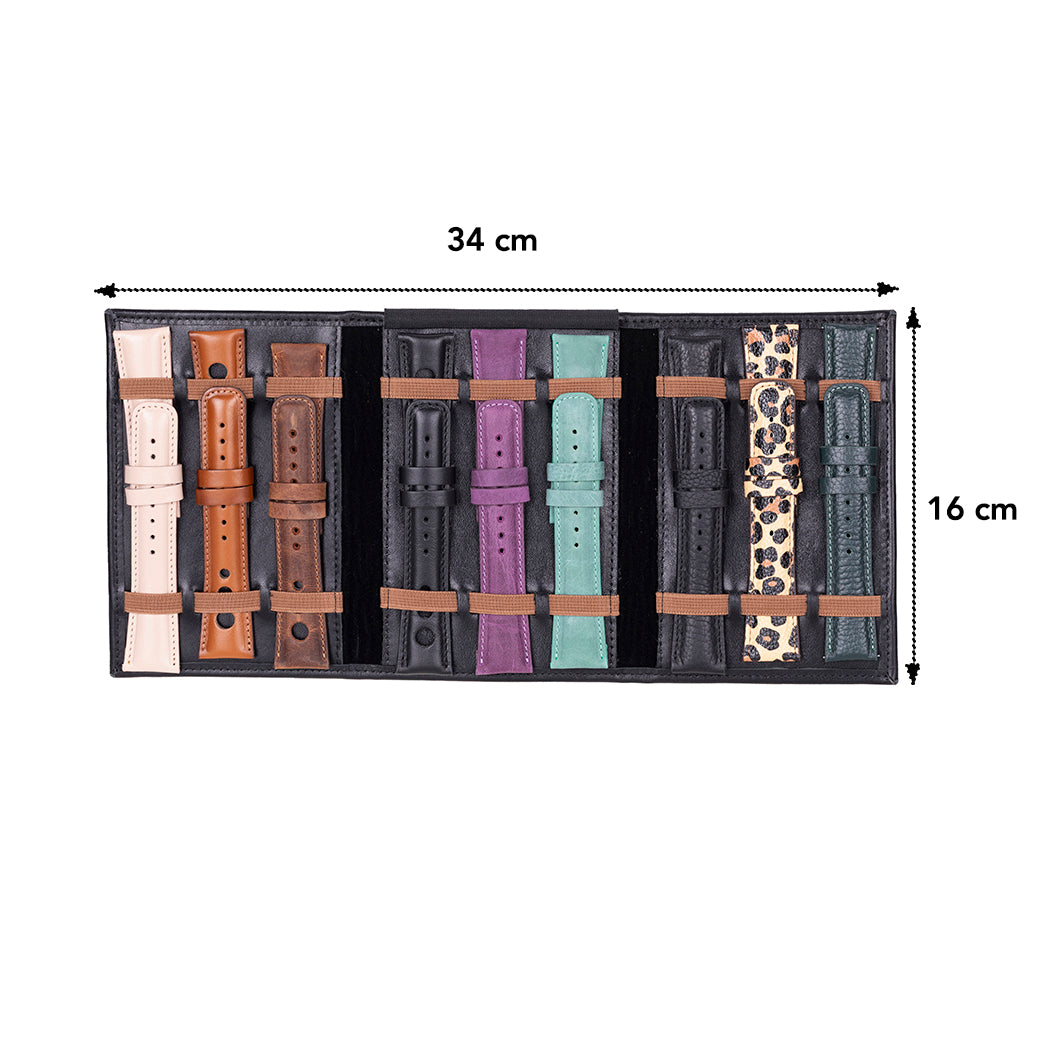 Bloomband Noir Black Akıllı Saat Çantası - Triple Deri Saat Kordonu Organizer