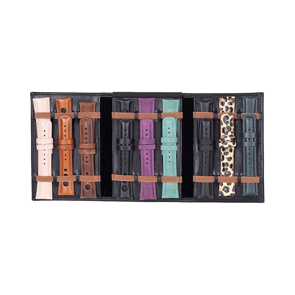 Bloomband Noir Black Akıllı Saat Çantası - Triple Deri Saat Kordonu Organizer