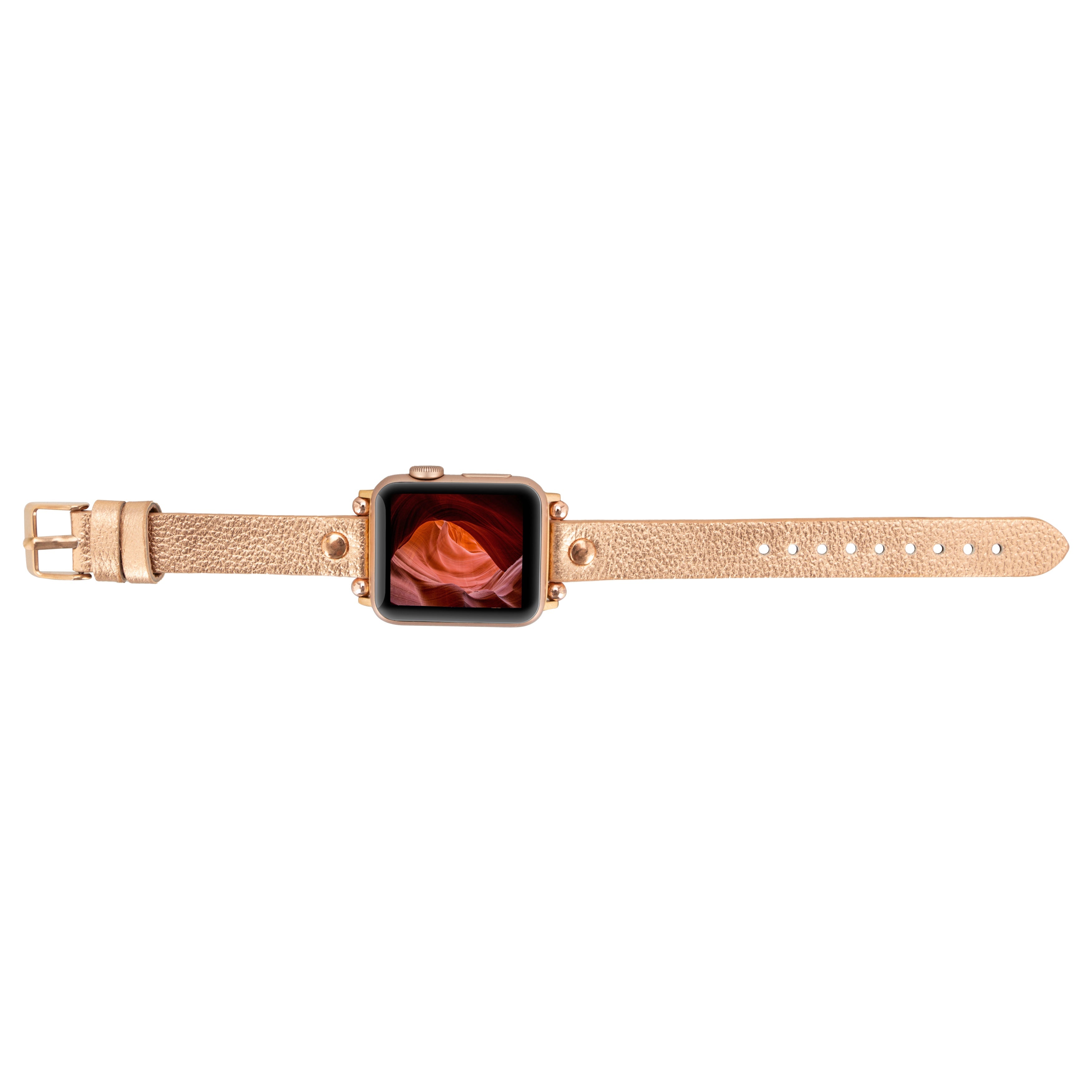 Bloomband Rose Gold Tokalı Deri Apple Watch Kayışı - 44/45/46/49Mm
