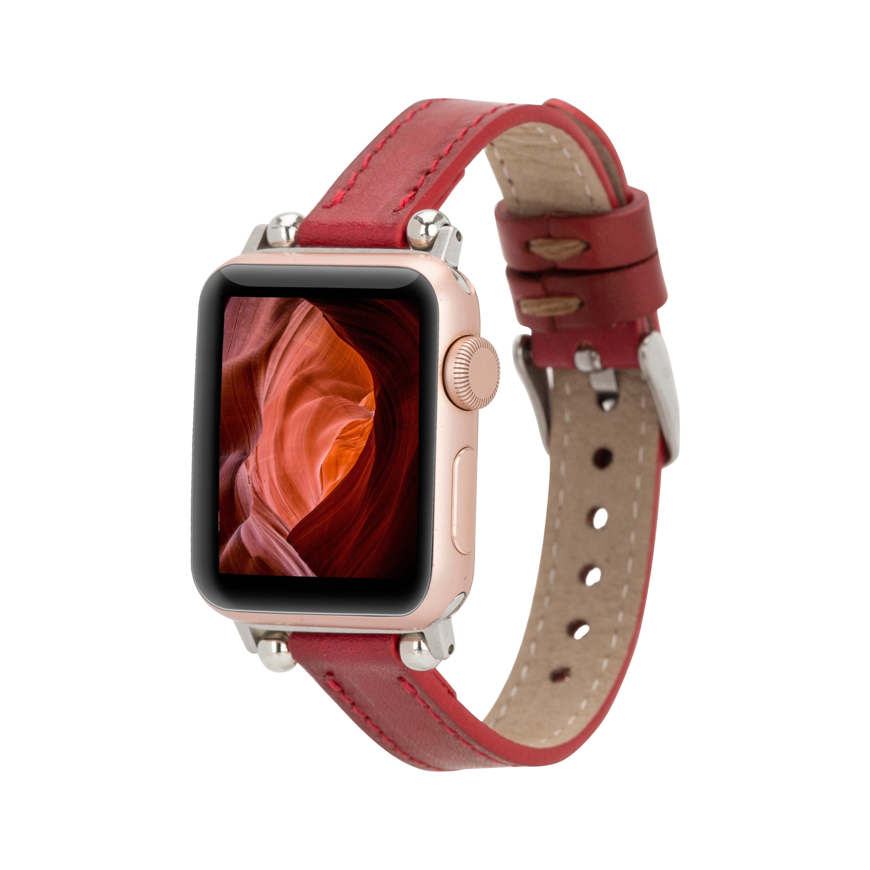 Bloomband Signature Crimson Red Leather Apple Watch Band - 44/45/46/49Mm