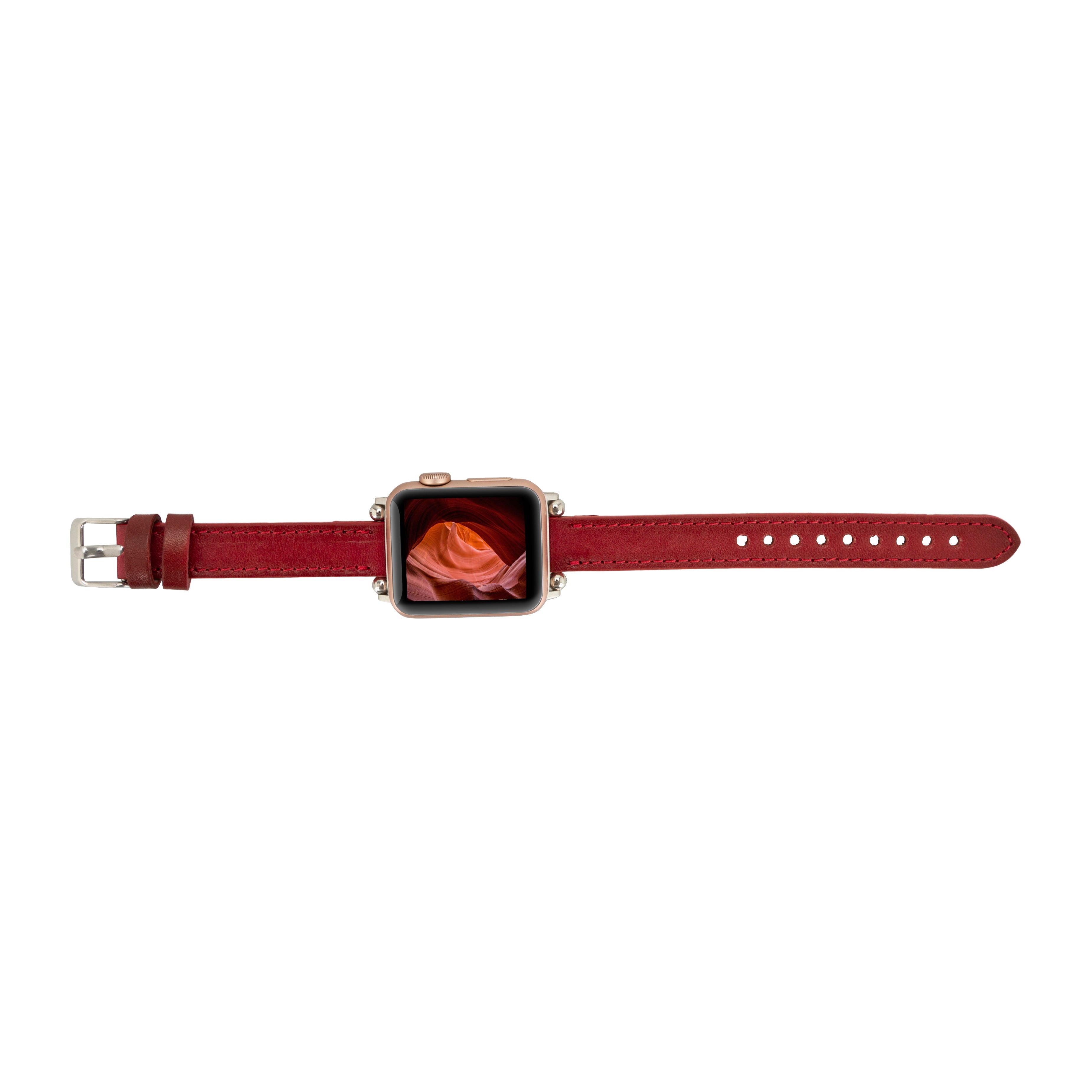 Bloomband Signature Crimson Red Leather Apple Watch Band - 44/45/46/49Mm