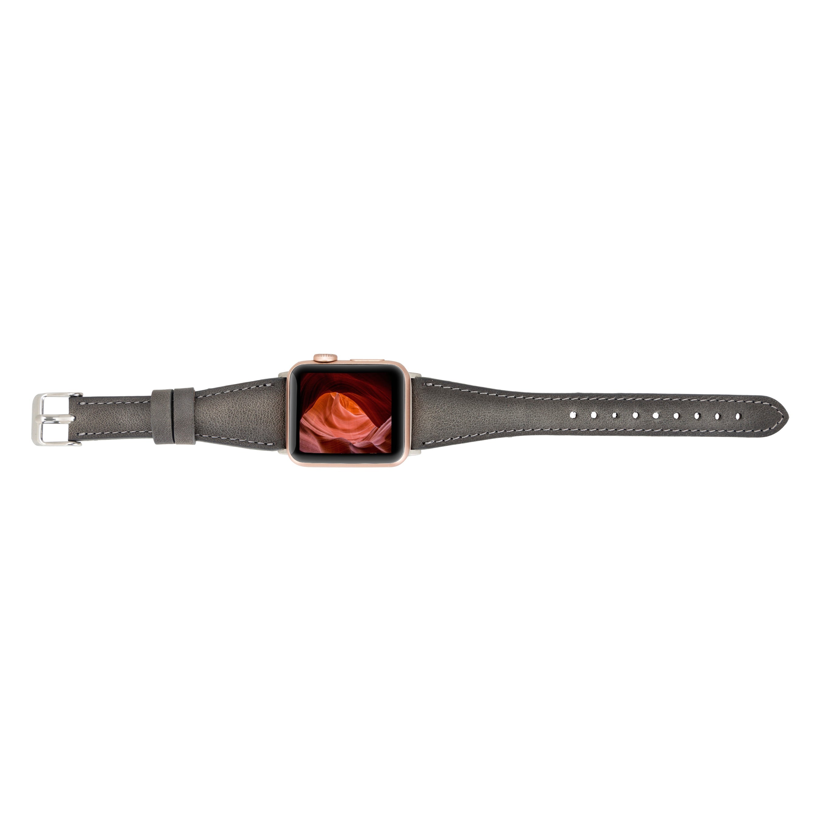 Bloomband Signature Stone Gray Leather Apple Watch Band - 44/45/46/49Mm