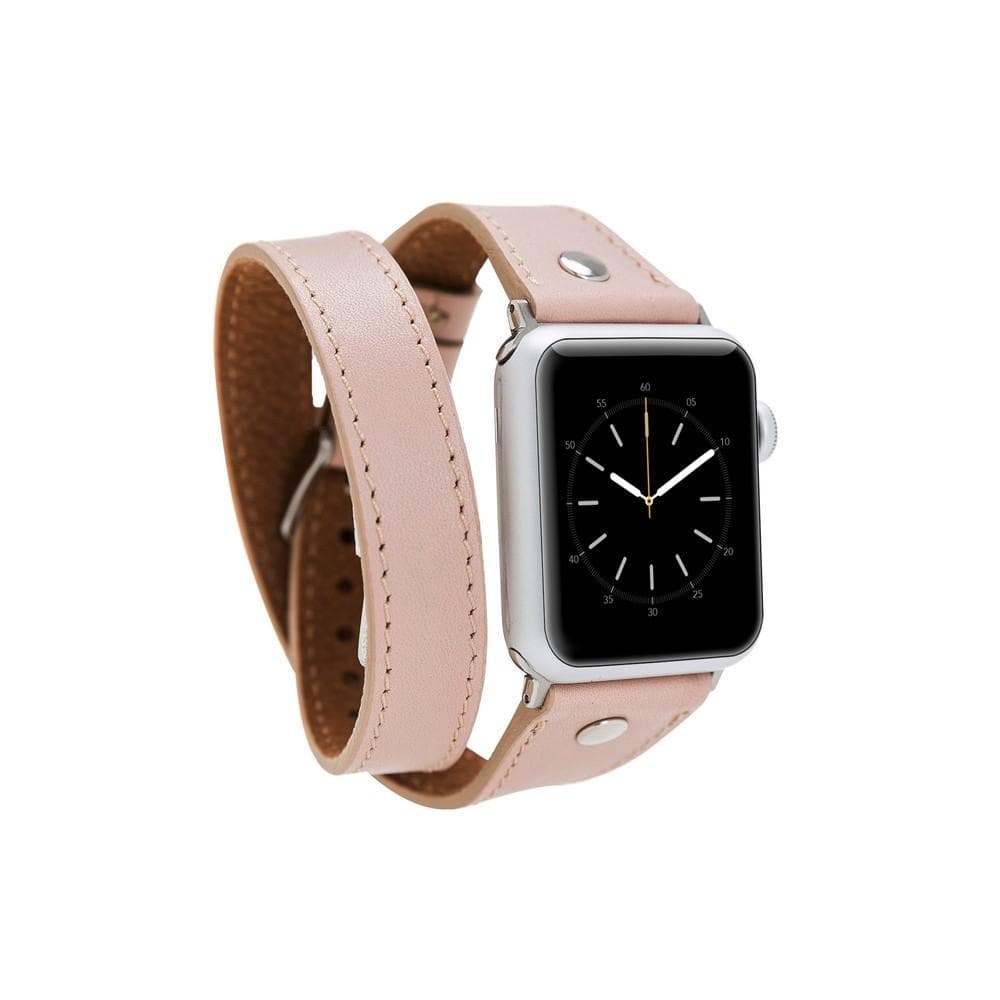 Bloomband Silver Tokalı Double Tour Bisque Deri Apple Watch Kayışı - 44/45/46/49Mm