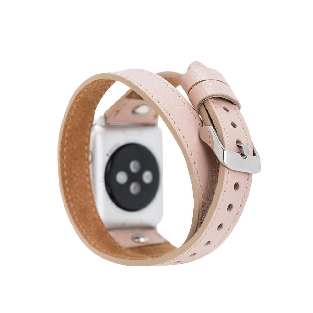 Bloomband Silver Tokalı Double Tour Bisque Deri Apple Watch Kayışı - 44/45/46/49Mm