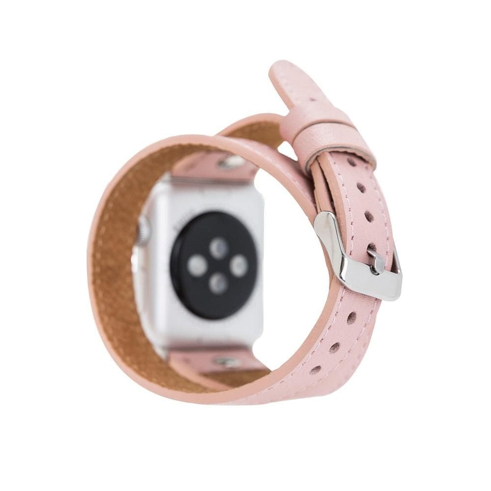 Bloomband Silver Tokalı Double Tour Pink Deri Apple Watch Kayışı - 44/45/46/49Mm