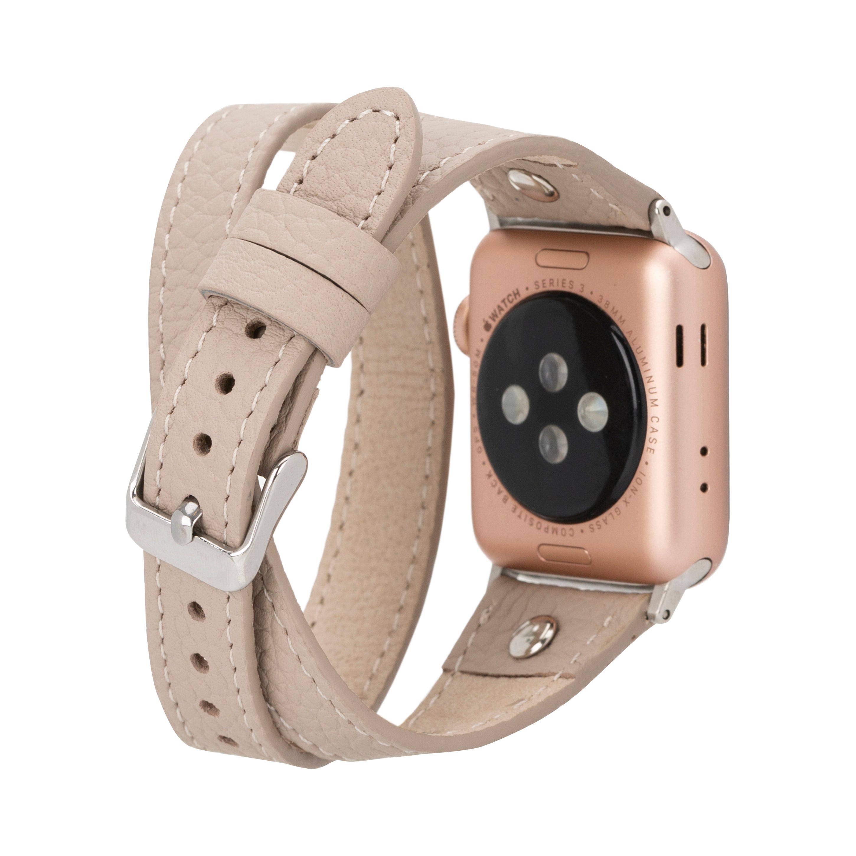 Bloomband Silver Tokalı Double Tour Sandy Brown Deri Apple Watch Kayışı - 44/45/46/49Mm