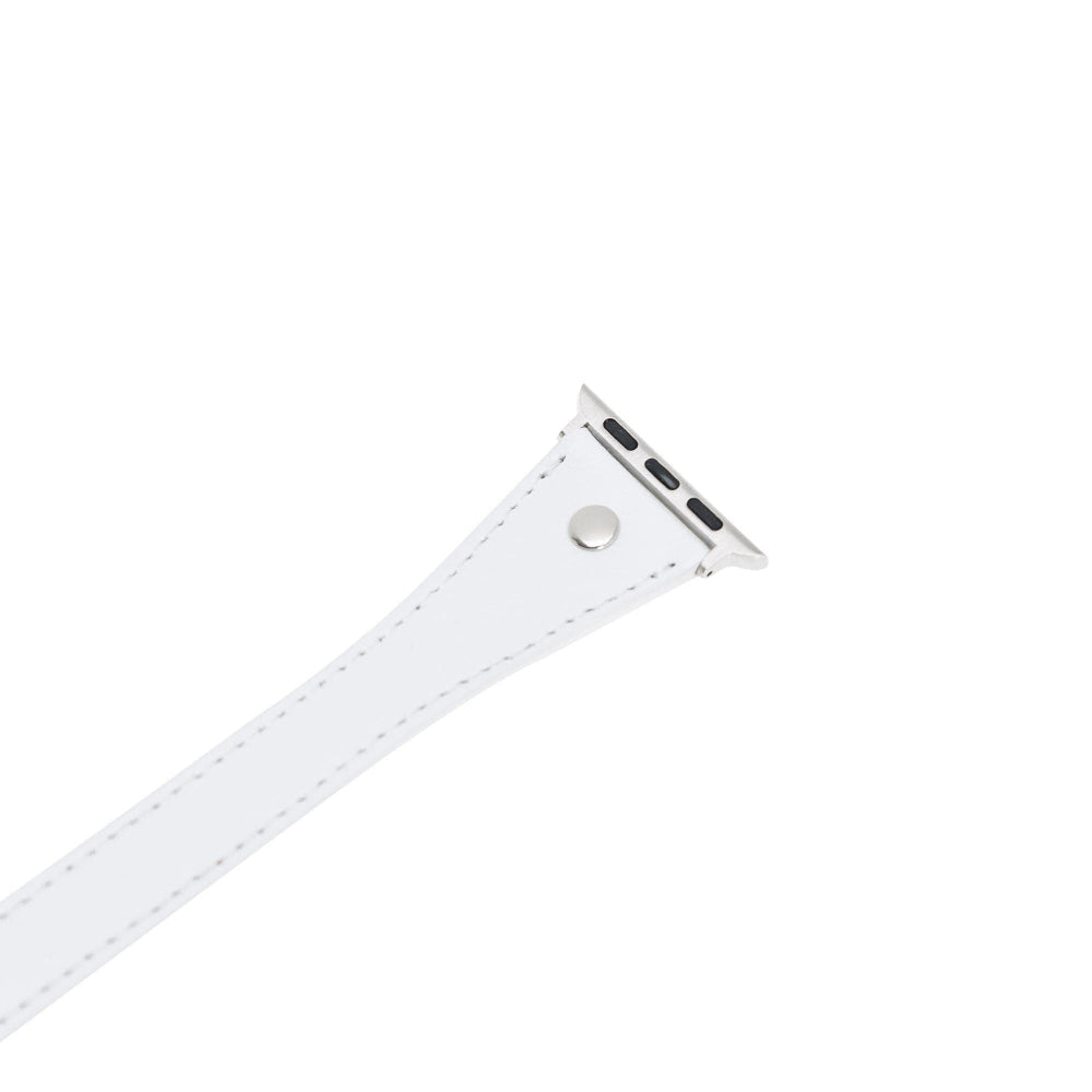 Bloomband Silver Tokalı Double Tour White Deri Apple Watch Kayışı - 44/45/46/49Mm