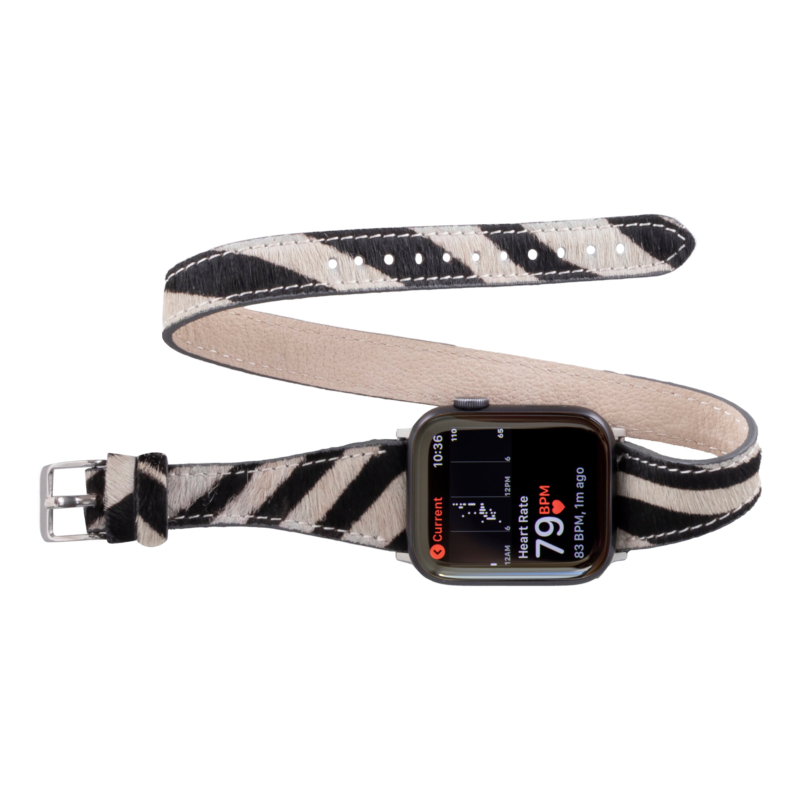 Bloomband Wild Zebra Slim Double Tour Leather Apple Watch Band - 44/45/46/49Mm