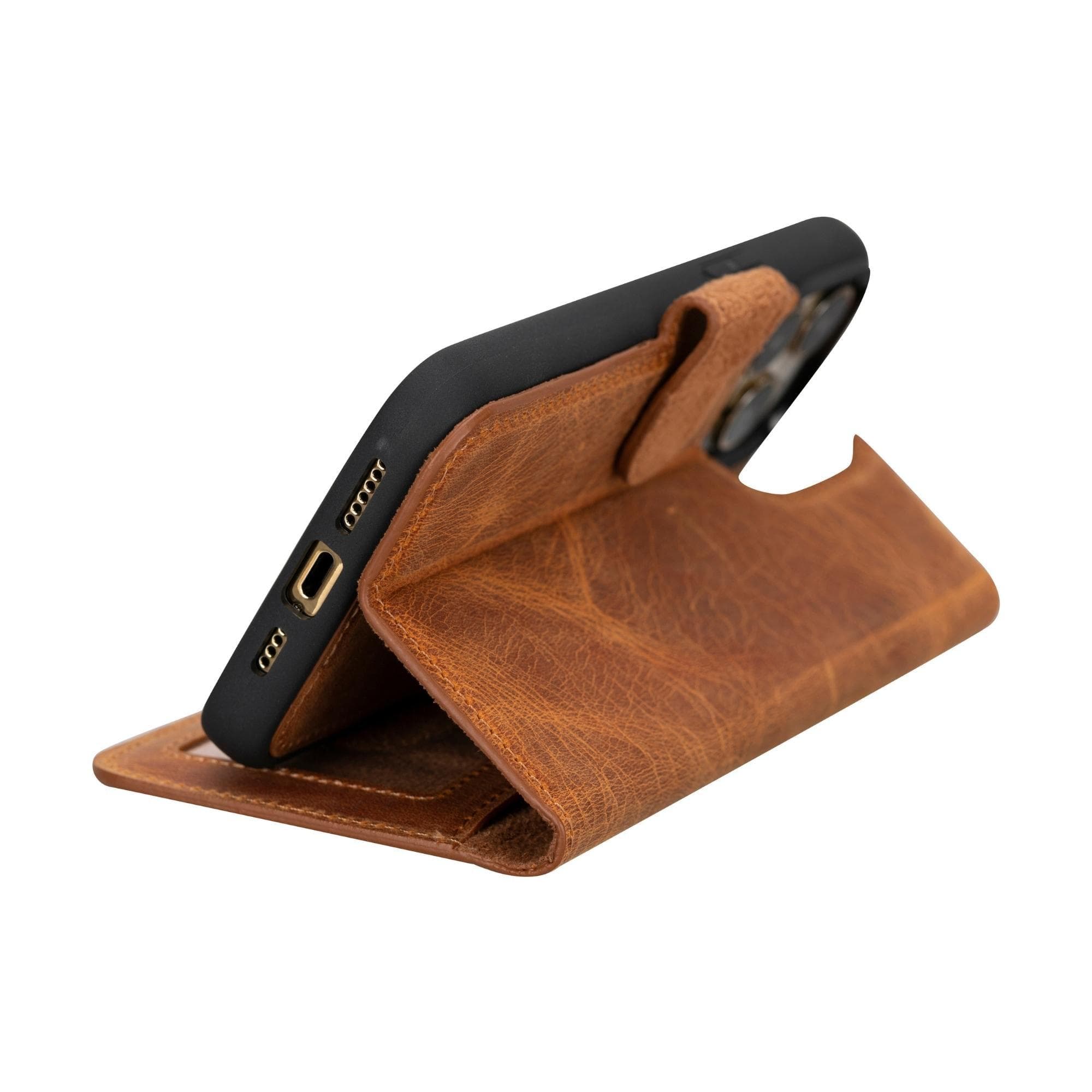 Bloomcase Apple Iphone 15 Pro (6.1") Deep Mocca Hakiki Deri Çıkarılabilir Cüzdanlı Telefon Kılıfı