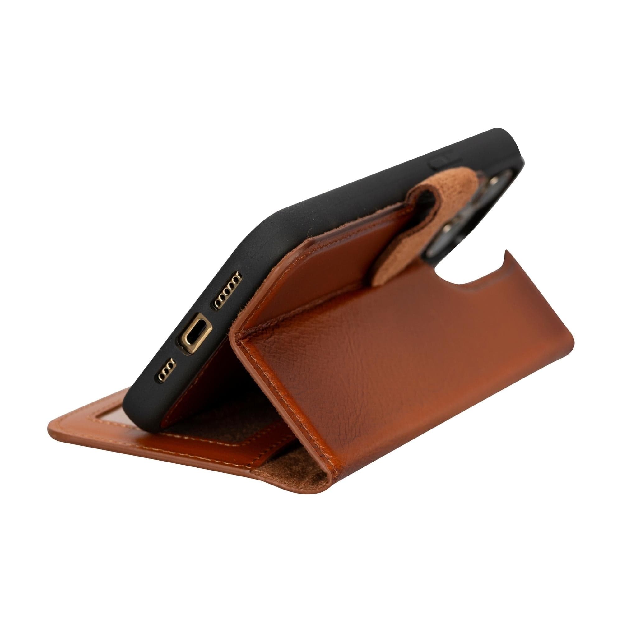 Bloomcase Apple Iphone 15 Pro (6.1") Mocca Tan Hakiki Deri Çıkarılabilir Cüzdanlı Telefon Kılıfı