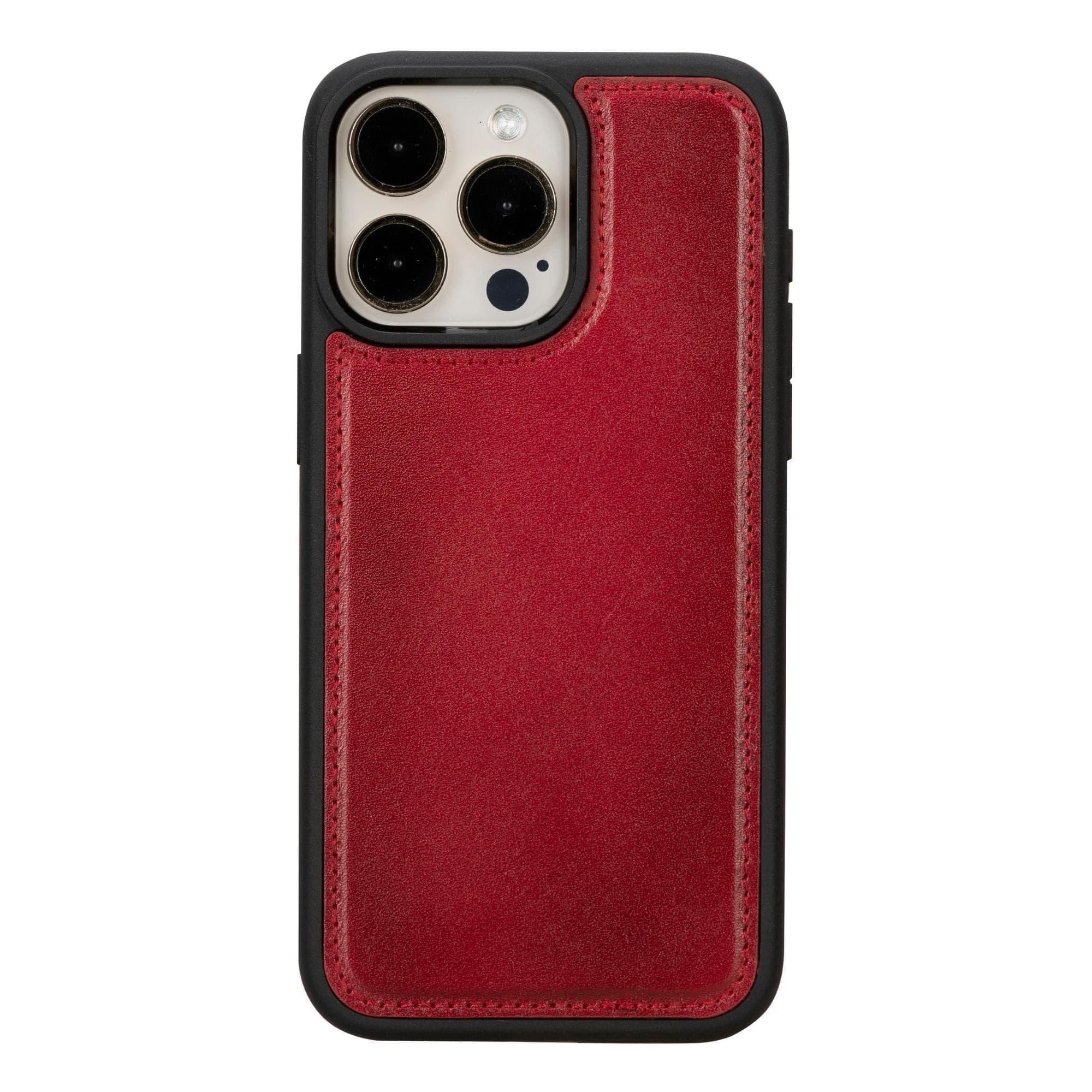 Bloomcase Apple Iphone 15 Pro Max (6.7") Cherry Red Hakiki Deri Çıkarılabilir Cüzdanlı Telefon Kılıfı