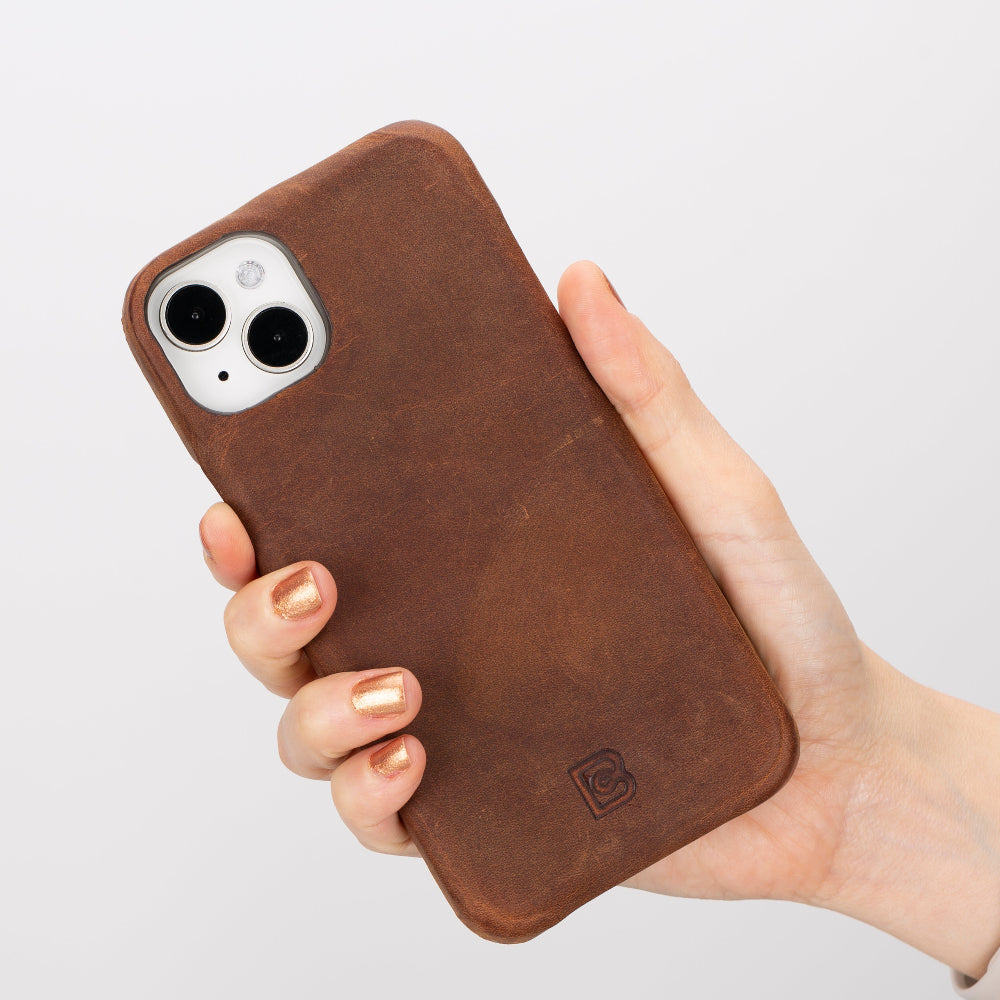 Bloomcase Apple Iphone 16 (6.1") Saddle Brown Hakiki Deri Telefon Kılıfı