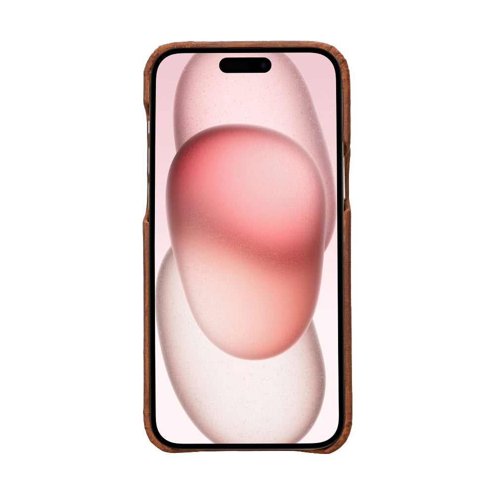 Bloomcase Apple Iphone 16 (6.1") Saddle Brown Hakiki Deri Telefon Kılıfı