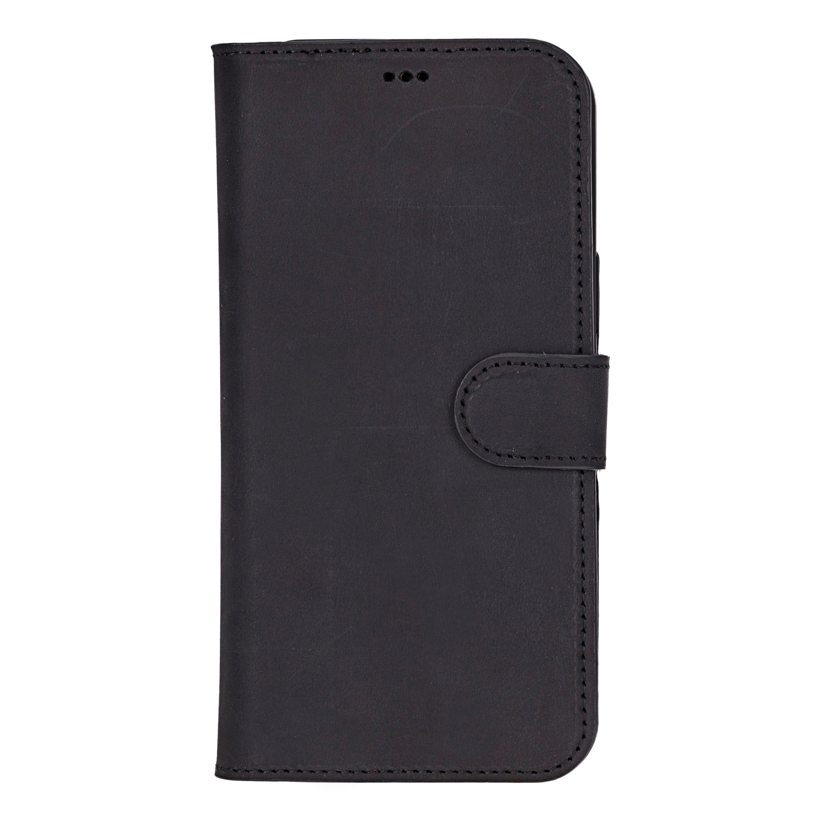 Bloomcase Apple Iphone 16 Pro (6.3") Onyx Black Hakiki Deri Çıkarılabilir Cüzdanlı Telefon Kılıfı