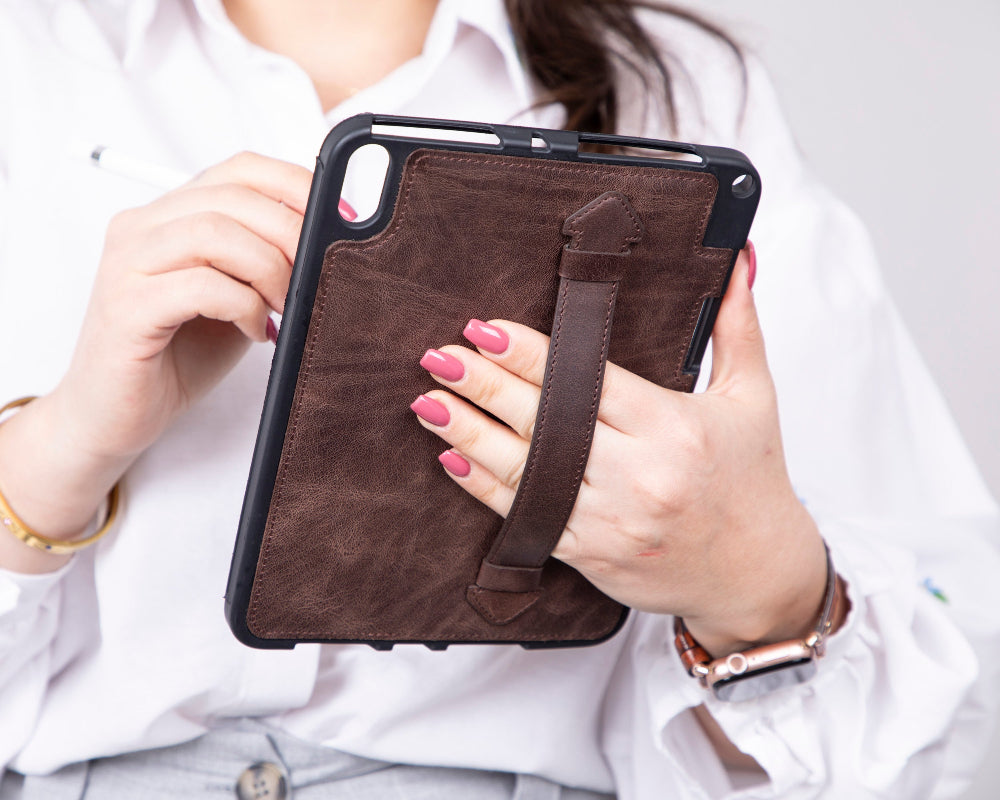 Bloomcase Felix Dark Brown Apple Ipad Mini 6 Hakiki Deri Kılıf - El Askılı